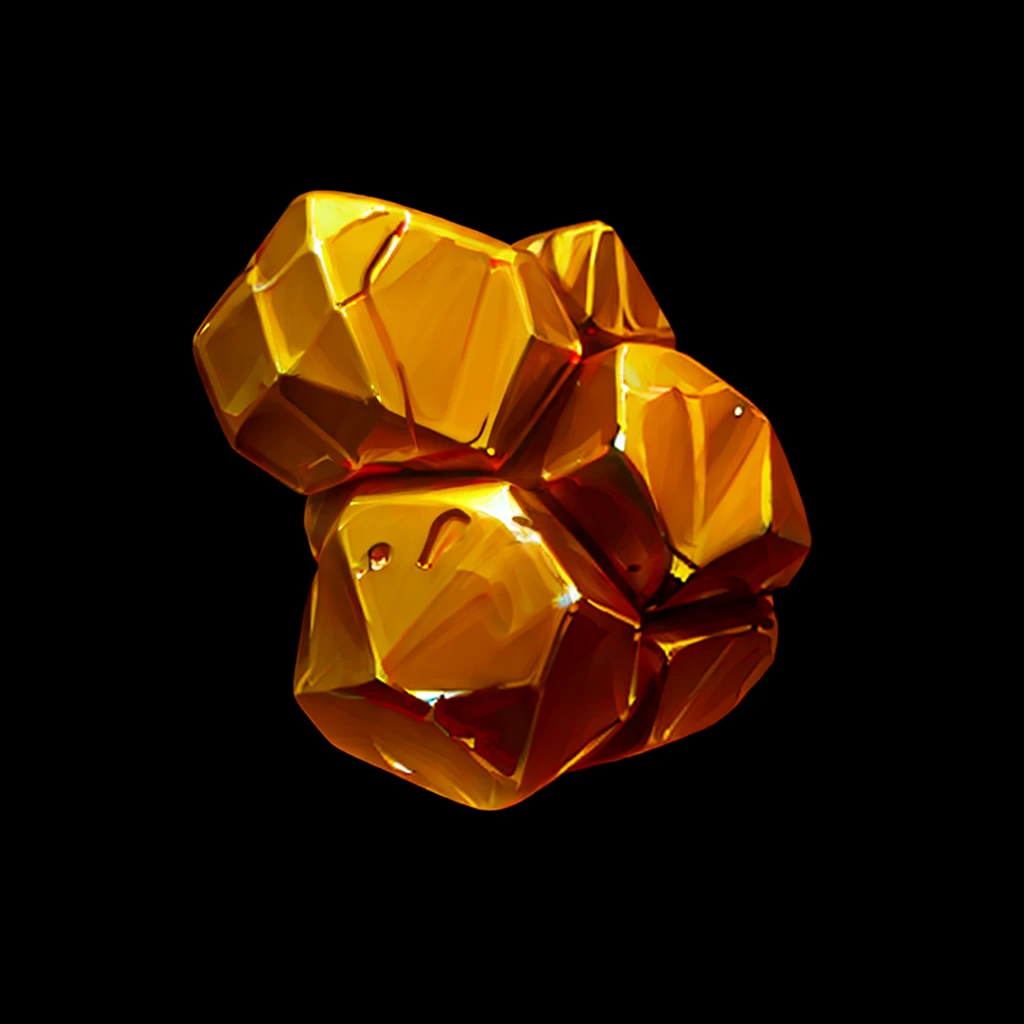 Cartoon gold nuggets，Game icon，European and American cartoons，succinct，4K，Gold，Freshly unearthed gold nuggets，