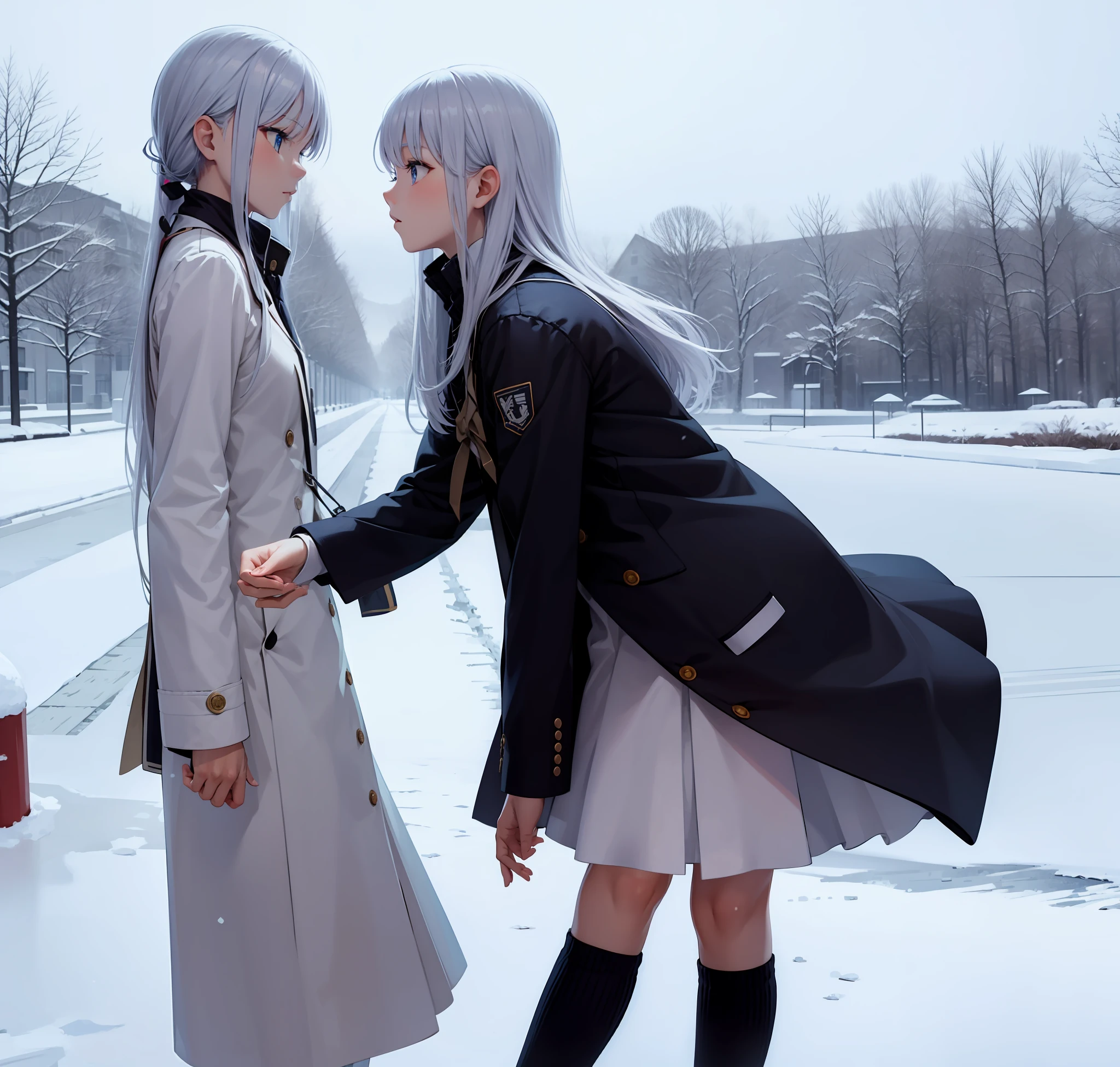 wintertime,Icy snow,Beautiful highschool girl