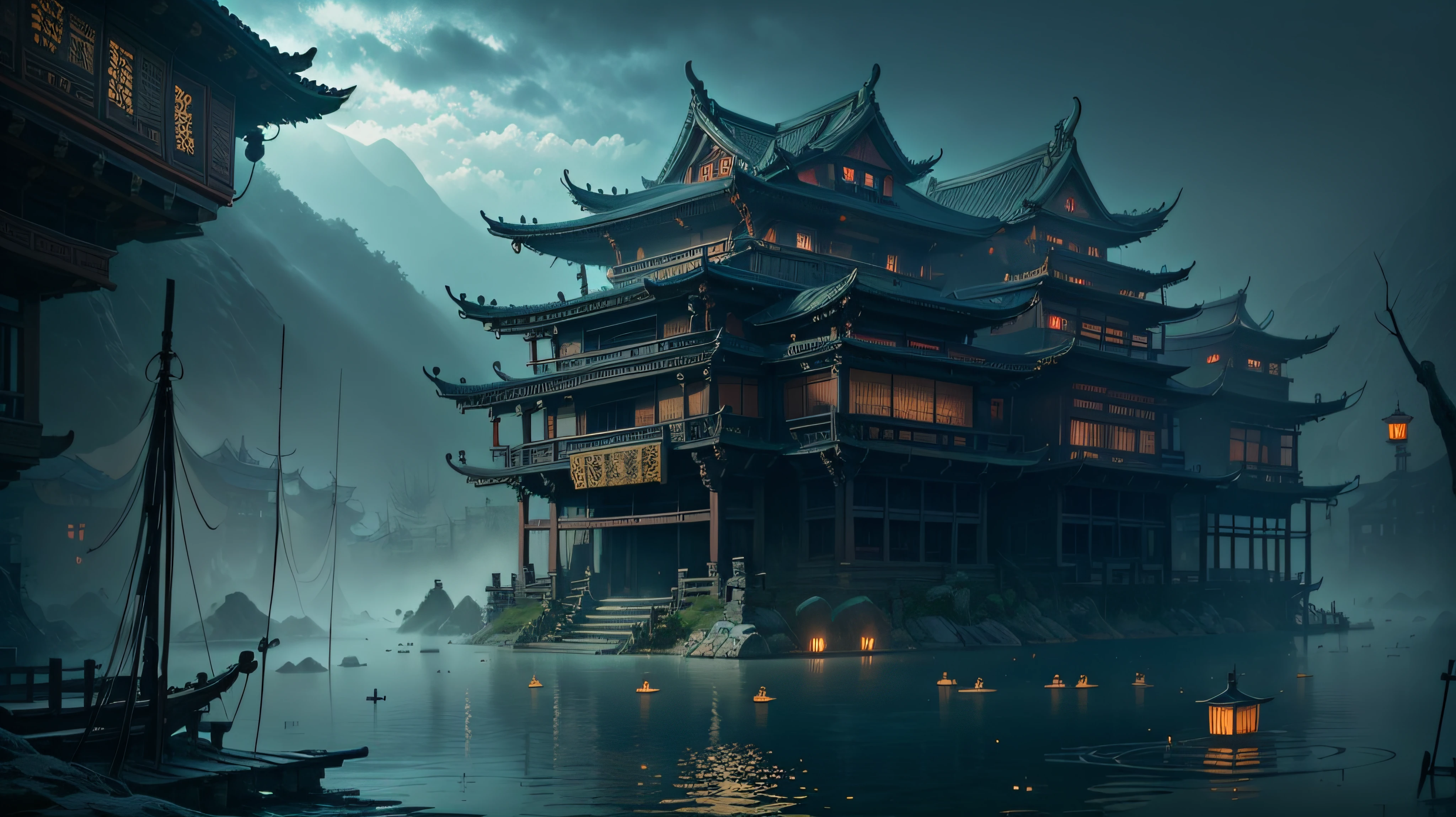 (In the past, he traveled to the Five Tombs,Midnight song clear moon full building。 -Look at the red and wet places,Flower heavy jin official city。 -I see how charming Aoyama is, Qingshan should be like this when he sees me。