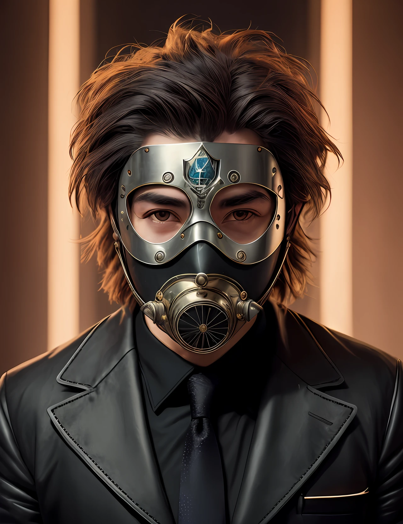 Loiro, mascara de corvo, humano, roupa social