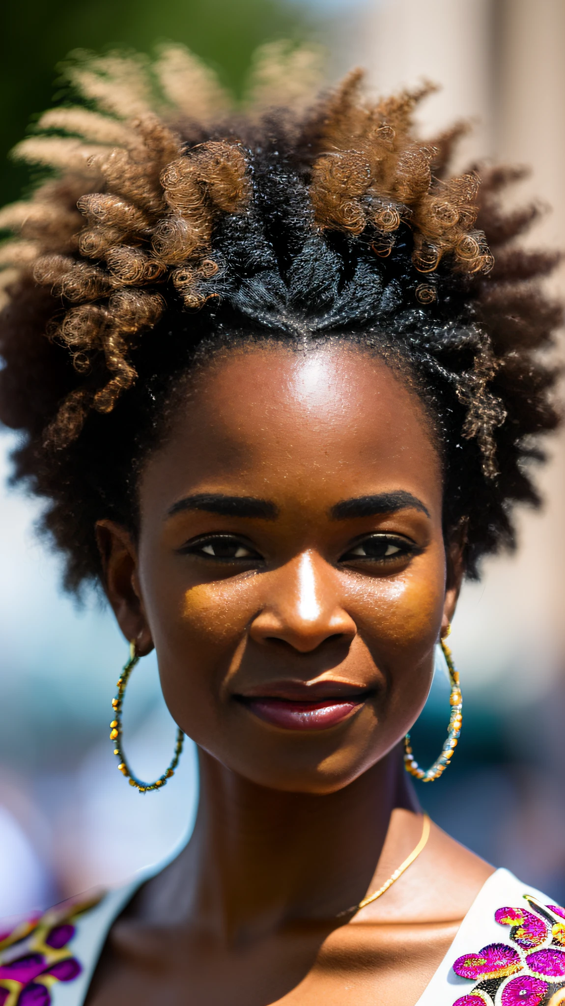 enderizado em irreal, imagem promocional do filme, imagem renderizada, mulher posando para uma foto, (((medium shot, de frente))), mulher linda, foto de uma mulher negra, clivagem, mulher, negra, pele negra, cabelo afro, super afro, medium shot, facing

Neutral facial expression, boca fechada,

Minimum size of the head inside the image - 200X200 pixels

Good and solid lighting, fundo, ambiente urbano, gafite,grafiti, grafitex, graphite, grafite em spray,Urban art in buildings.