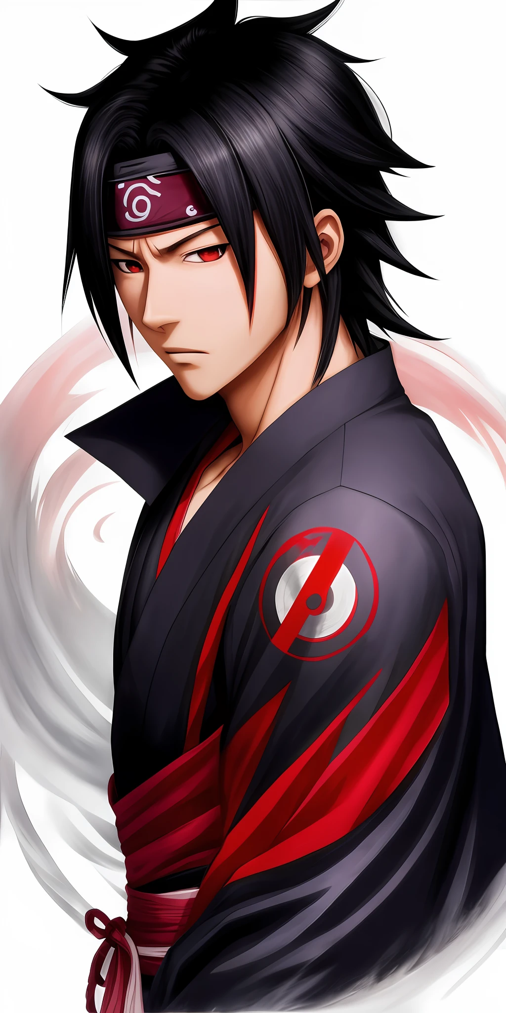 a close up of a person with a black and red outfit, sasuke uchiha, itachi uchiha, itatchi uchiha, itachi, ryuu, akatsuki akira, madara uchiha, tsurumaki kazuya, from naruto, inspired by Sugimura Jihei, anime style character, male anime style