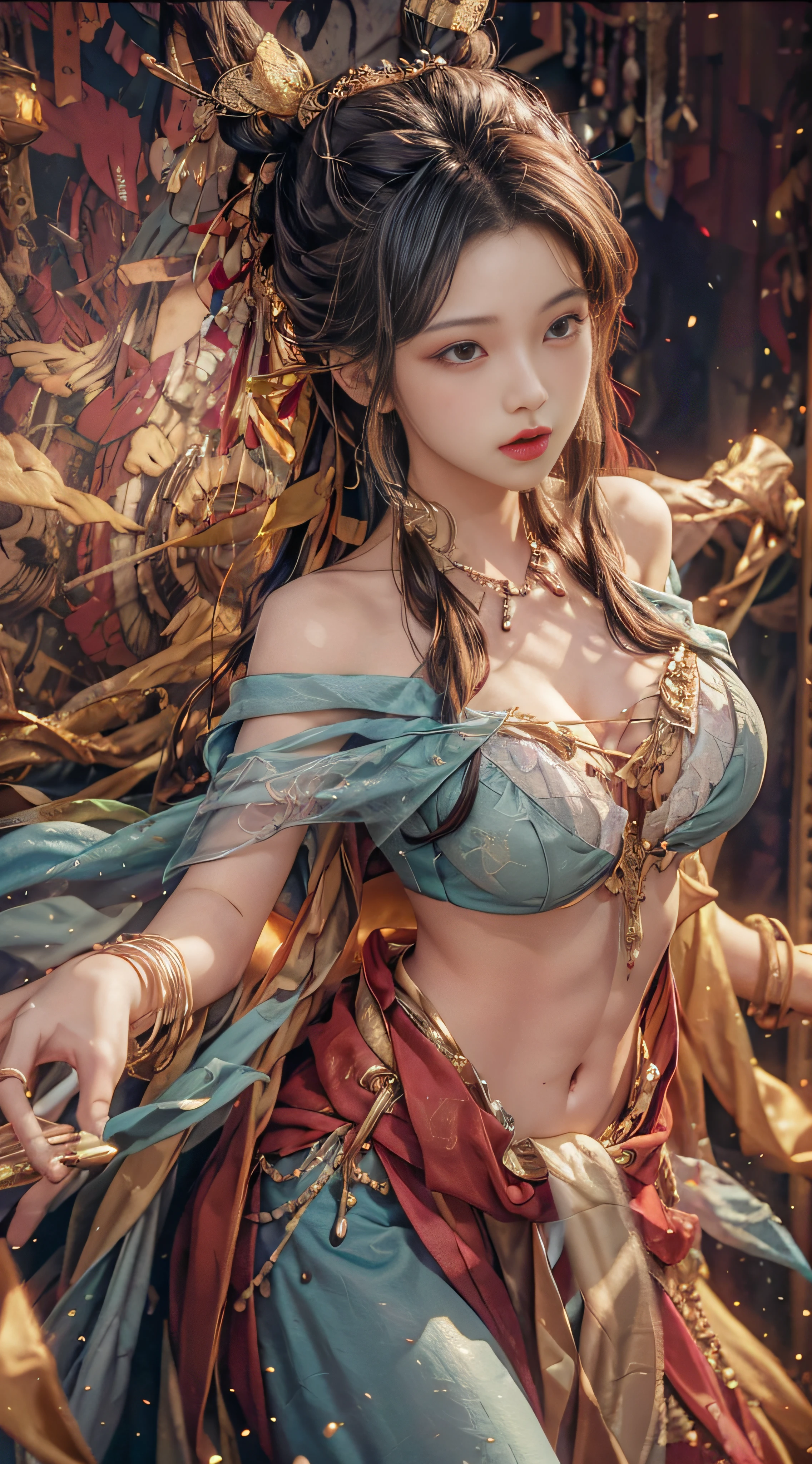 closeup,(fidelity:1.4),(big chest:1.2)ultra-high res,Cleavage,Outstanding details,navel,Highest picture quality,