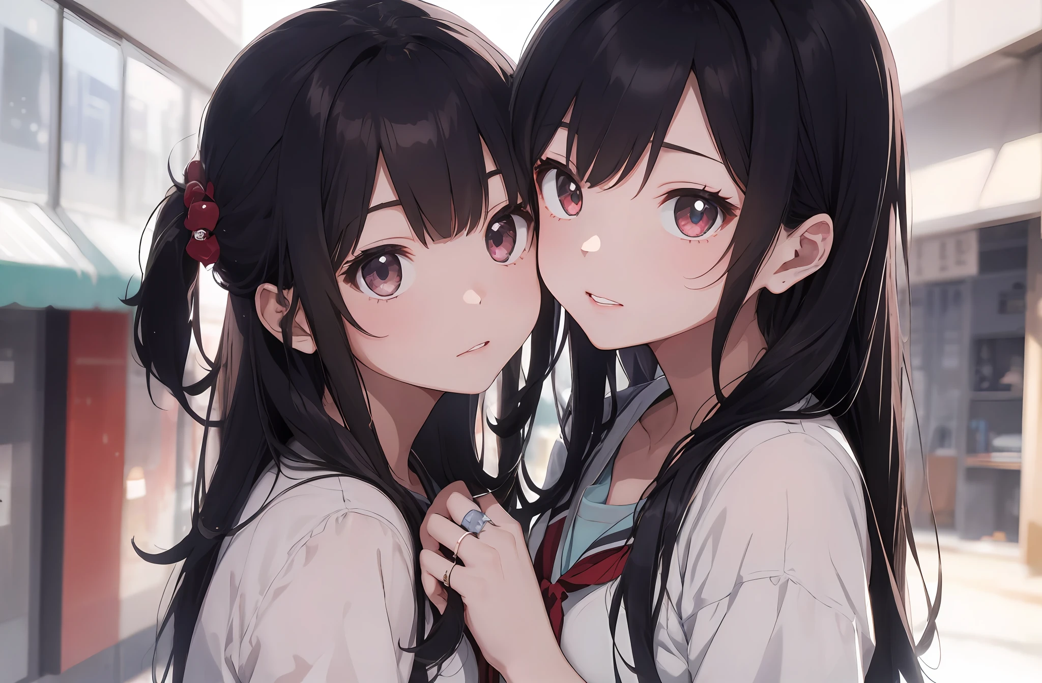beste Quality、1girl、sora、Land of Angels、colorful strands of hair、cuddly 、the anime、Sheer white skin、Asian Girls、total body、junior high school student、14 years old、Shines、Quiet child、High Contrast、Tempting、sensual、A ring that glows horizontally above head