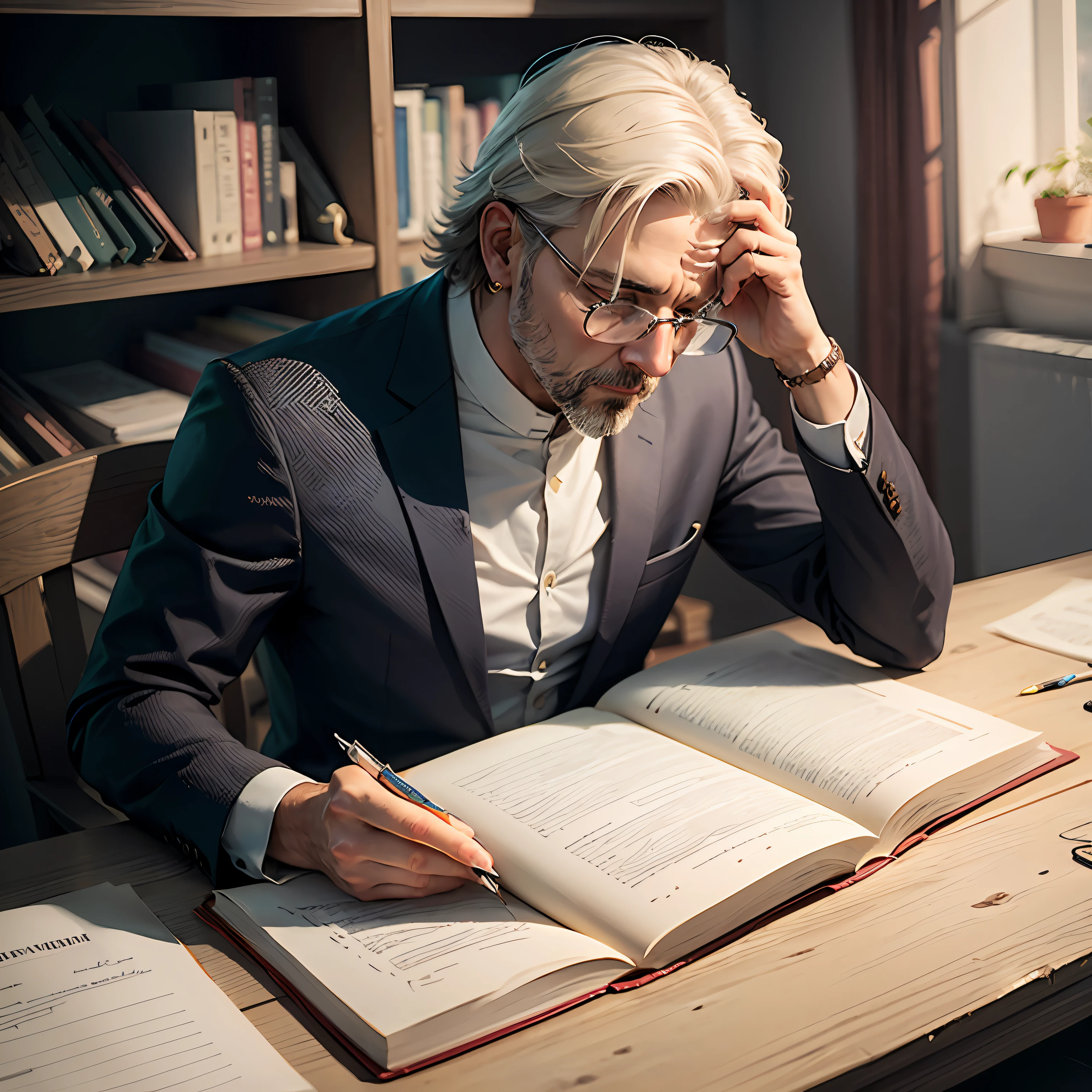 Create a real image of a pastor studying the Bible. --auto