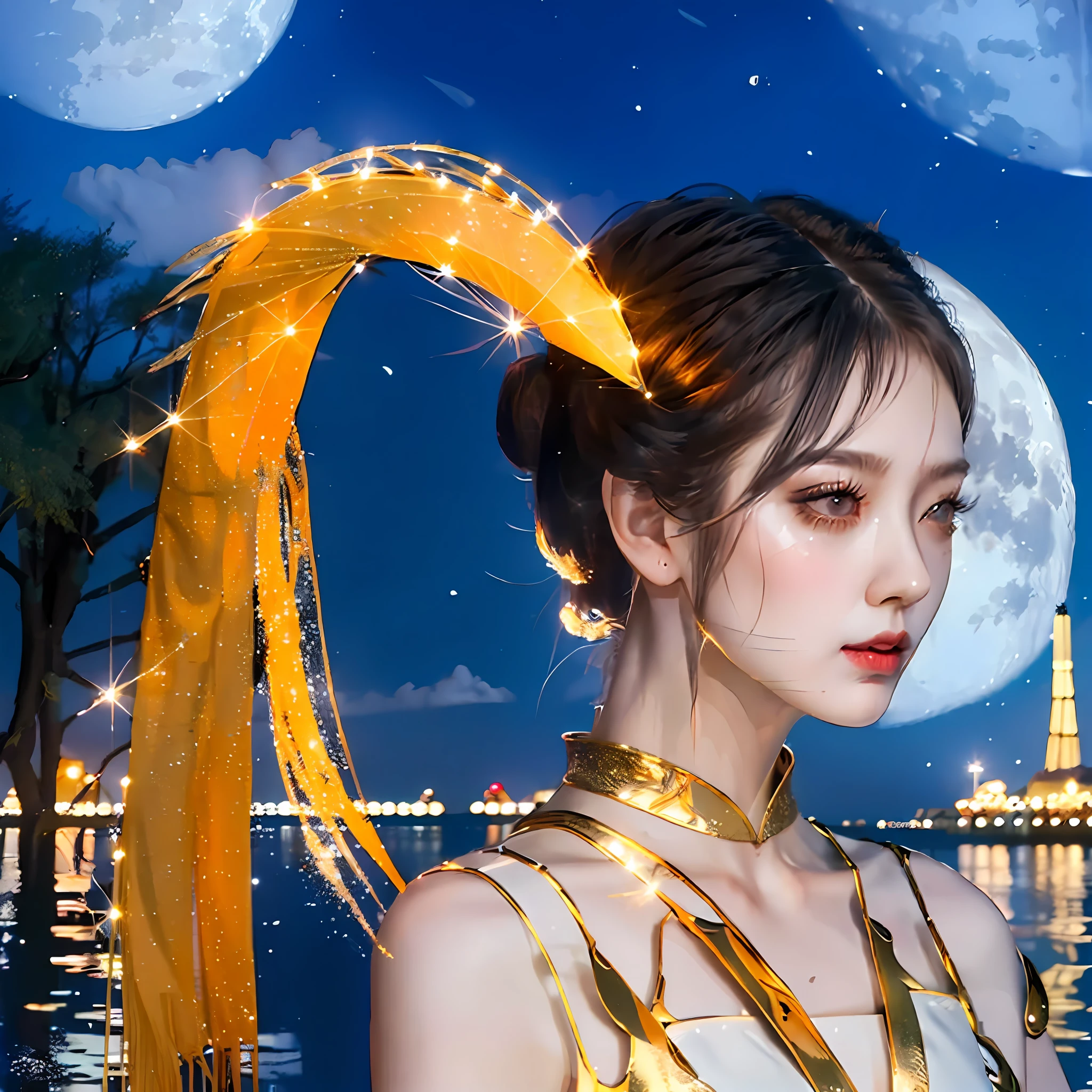 Yellow crane tower,night scene,river,moon,Li bai --auto