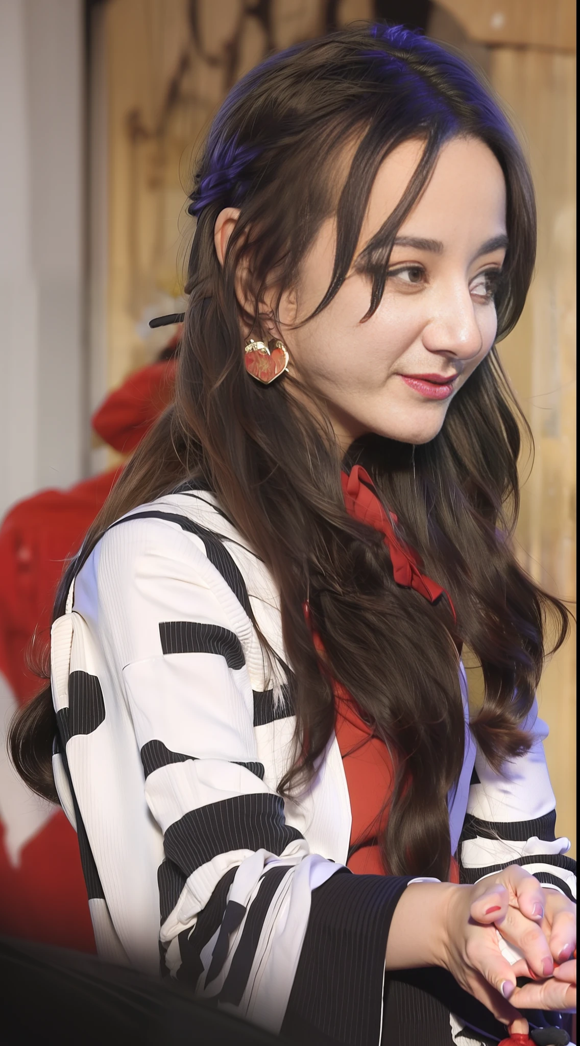 Masterpiece, Superb Piece, Hanfukozue, 1girl, Tiger, Brush, Long Hair, Bun, Bun, Brush, Brush, Hanfu, Hanfu, Hand Hidden Sleeve, Brush, Bangs, Solo, Year of the Tiger, Black Hair, White Tiger, Jewelry, Long Sleeves, Holding, Sitting, Yellow Eyes, Bow, Necklace, Hair Accessory, Wide Sleeves, Red Bow, Blunt Bangs, Fur Trim, Closed Mouth, Ribbon, Dress, Shawl, Tassel, Animal Print, Red Ribbon, Animal, Extra Long Hair, Hand Up, Ink, Bow Tie, Coat, hairband, zodiac, rolling, looking at the audience, hair flower, side hair, earrings, brown hair, flower,
