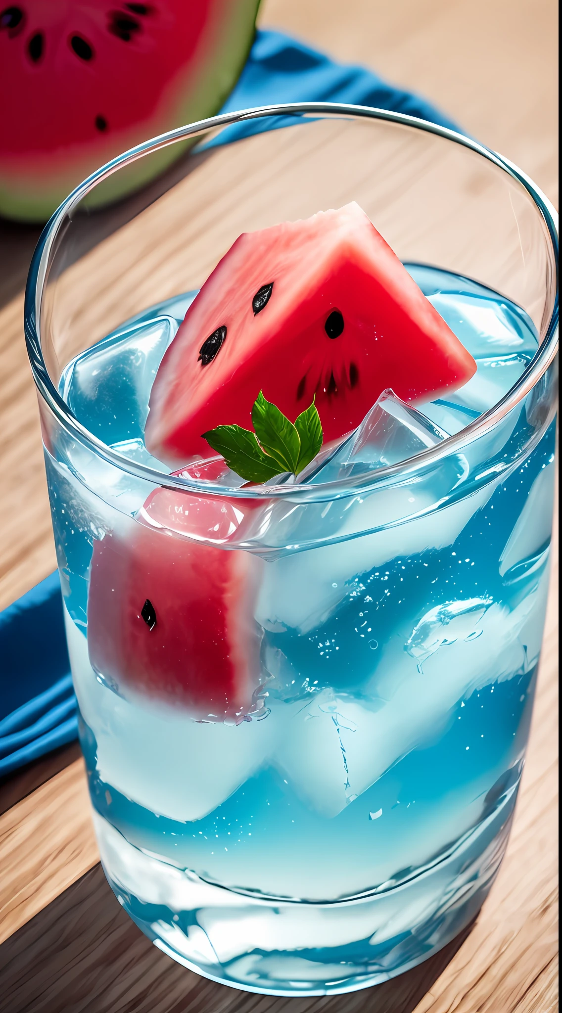 summer，blue color，water melon，The sky，ice cubes，photot，small details，lifelike，Ultra-realistic photos，8K  UHD，DSLR，softlighting，high qualit，filmgrain，Fujifilm XT3，（master-piece） --auto