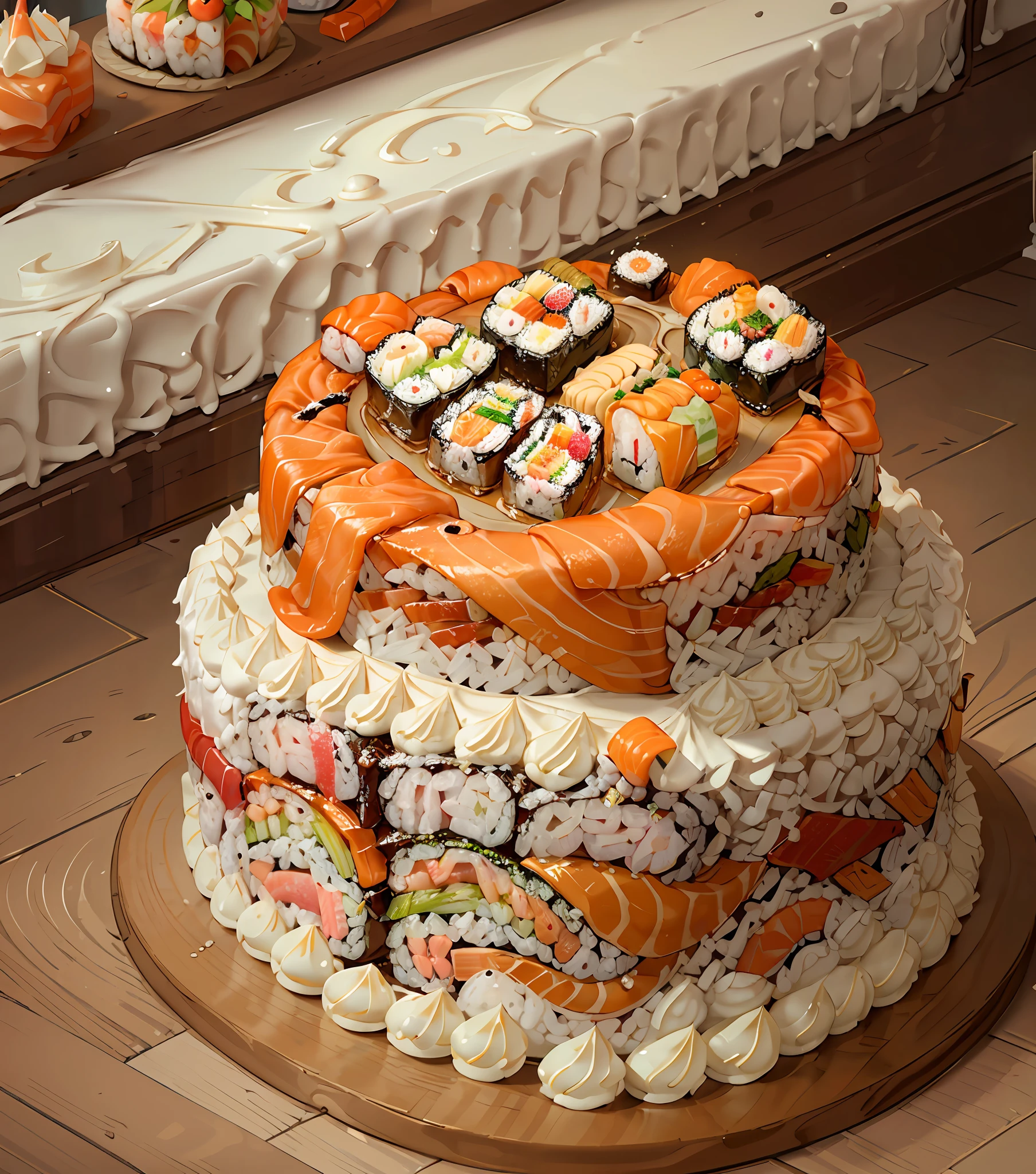 SushiStyle Birthday Cake in Sushi Bar and Coffee Shop