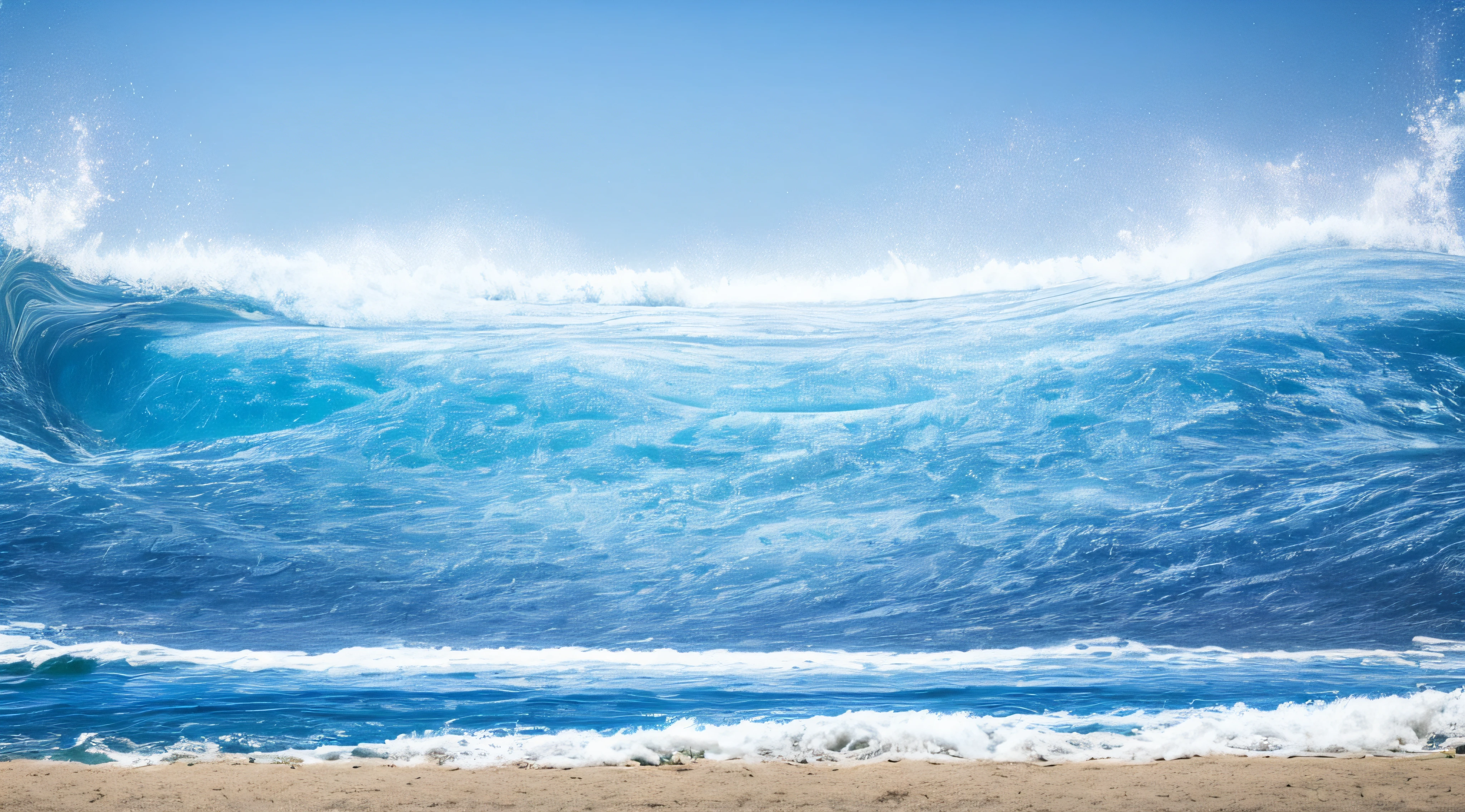 there is a large wave coming in to the shore of the beach, wild ocean background, realistic ocean, ocean background, azure waves of water, sea waves, sea waves, sea waves, blue crashing waves, Beautiful ocean, best on adobe stock, wave of water particles, amazing depth, waves crashing in the sea, ocean, detailed sea, rough seas in background