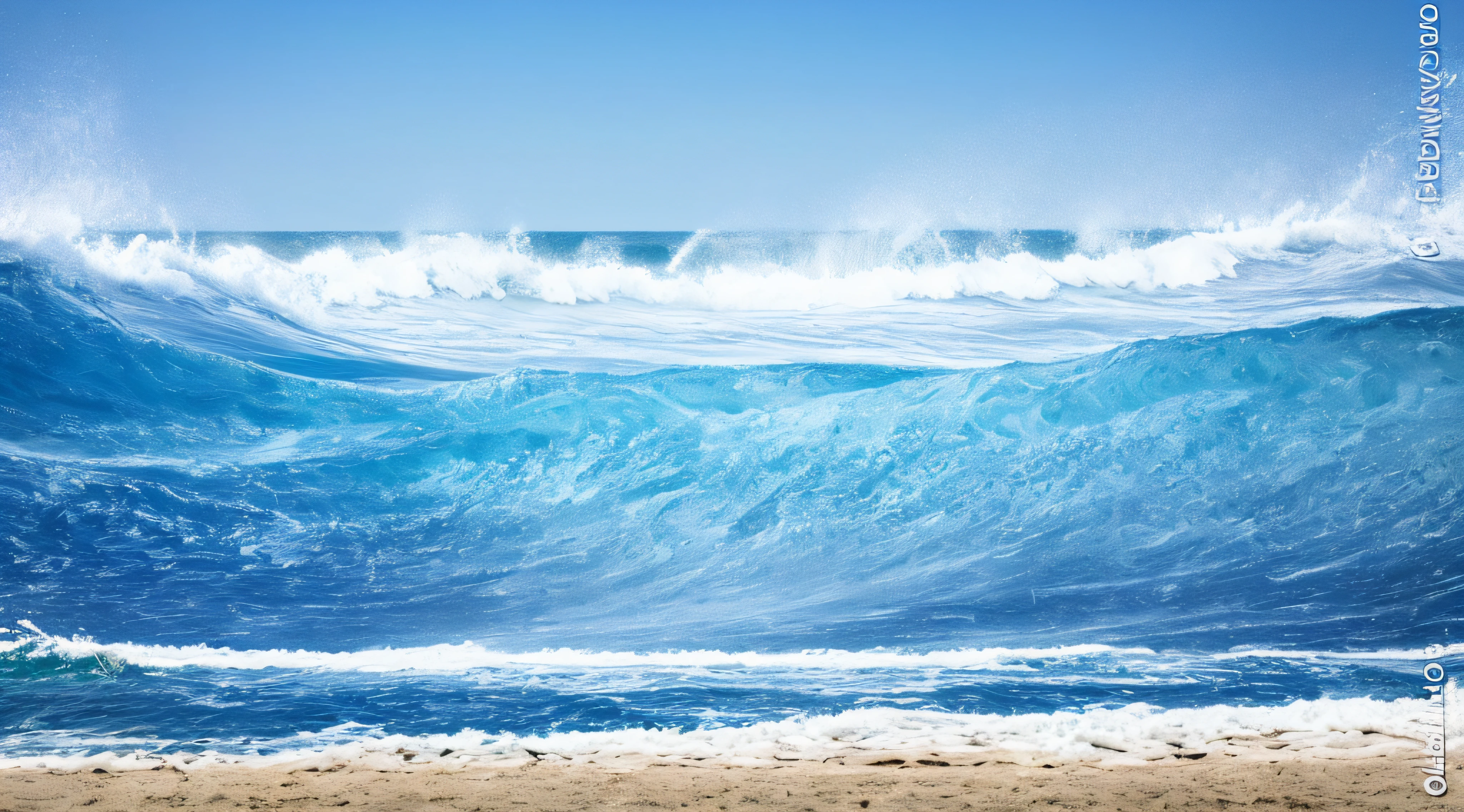 there is a large wave coming in to the shore of the beach, wild ocean background, realistic ocean, ocean background, azure waves of water, sea waves, sea waves, sea waves, blue crashing waves, Beautiful ocean, best on adobe stock, wave of water particles, amazing depth, waves crashing in the sea, ocean, detailed sea, rough seas in background