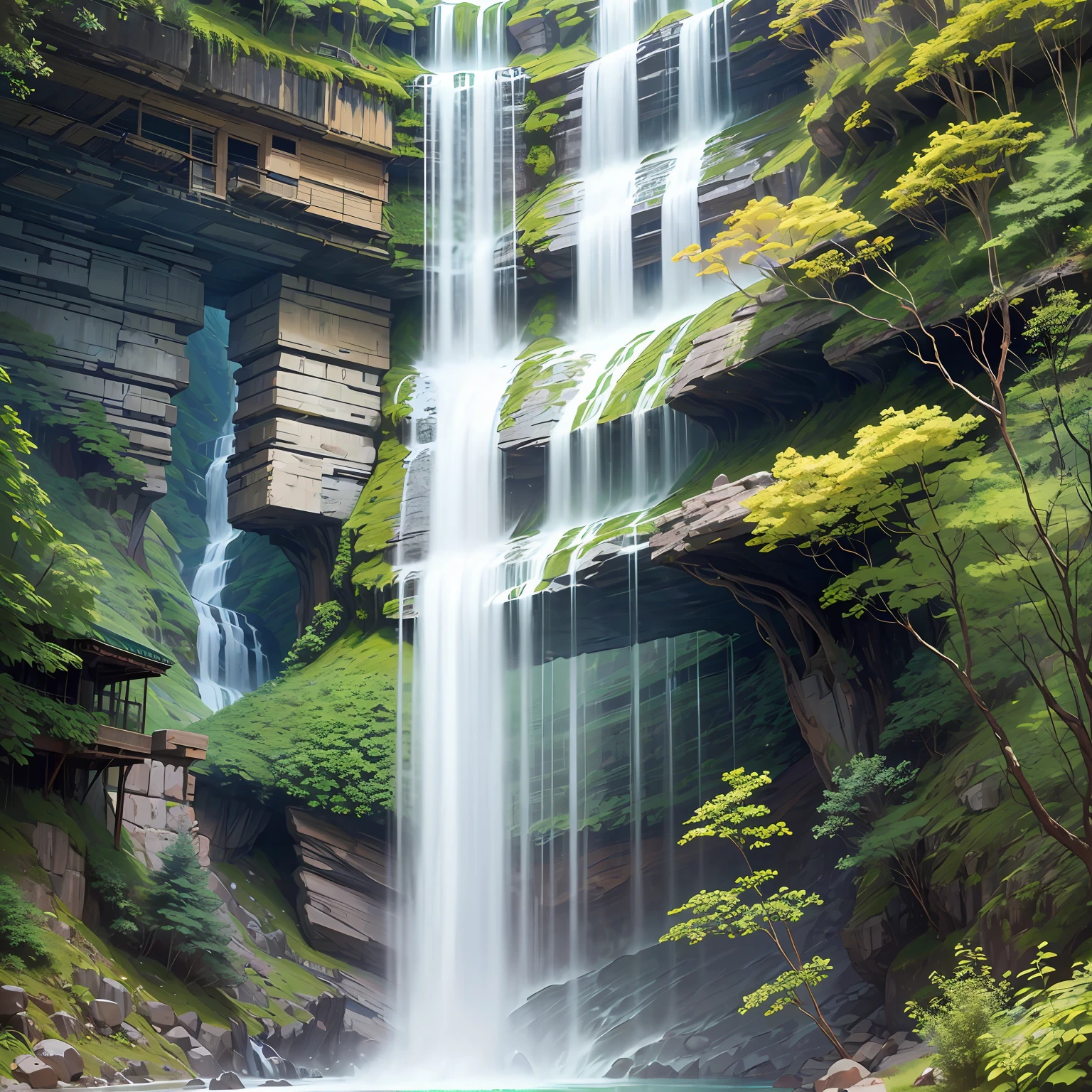 Slot canyon Australian Blue Mountains, highres, wilderness, BREAK , Create an image with light refracting, with a kaleidoscopic appearance, highly detailed vegetation, sandstone bluffs, ancient ferns, gum trees, water, BREAK , design an image with fisheye lens effect, capturing a wide field of view with distinctive perspective, BREAK , reflections in water --auto