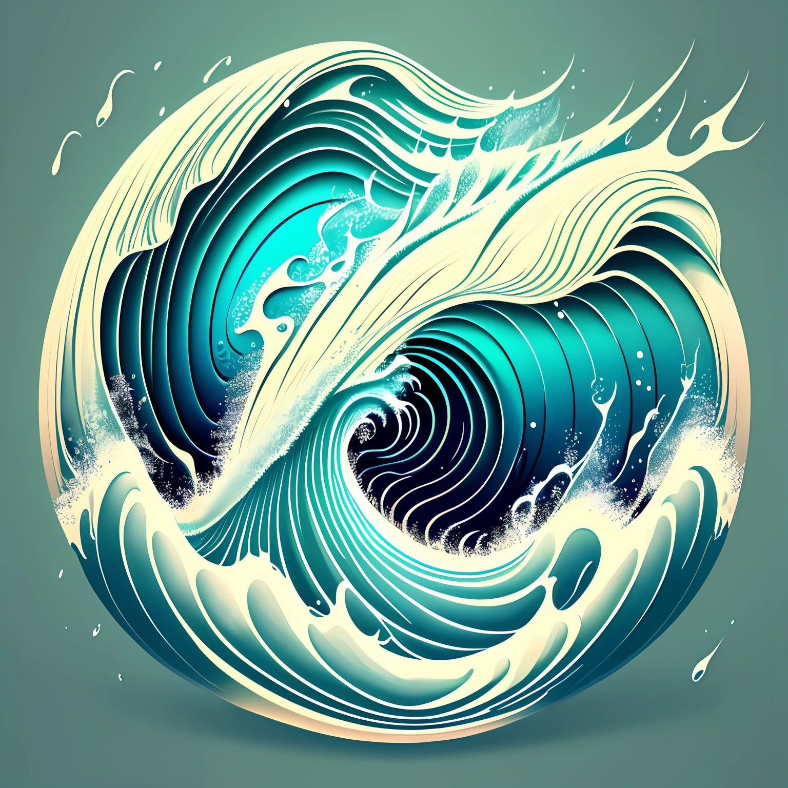 Ocean Wave Logo，Associate traffic with splashes，Small waves converge into huge waves，Logo for abstract images --auto