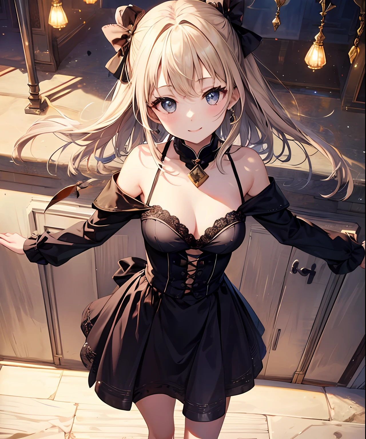 (masterwork、best qualiy)、from above view、独奏、1girls、a 1 girl、standing a、TOKYOcty、Sorrisos