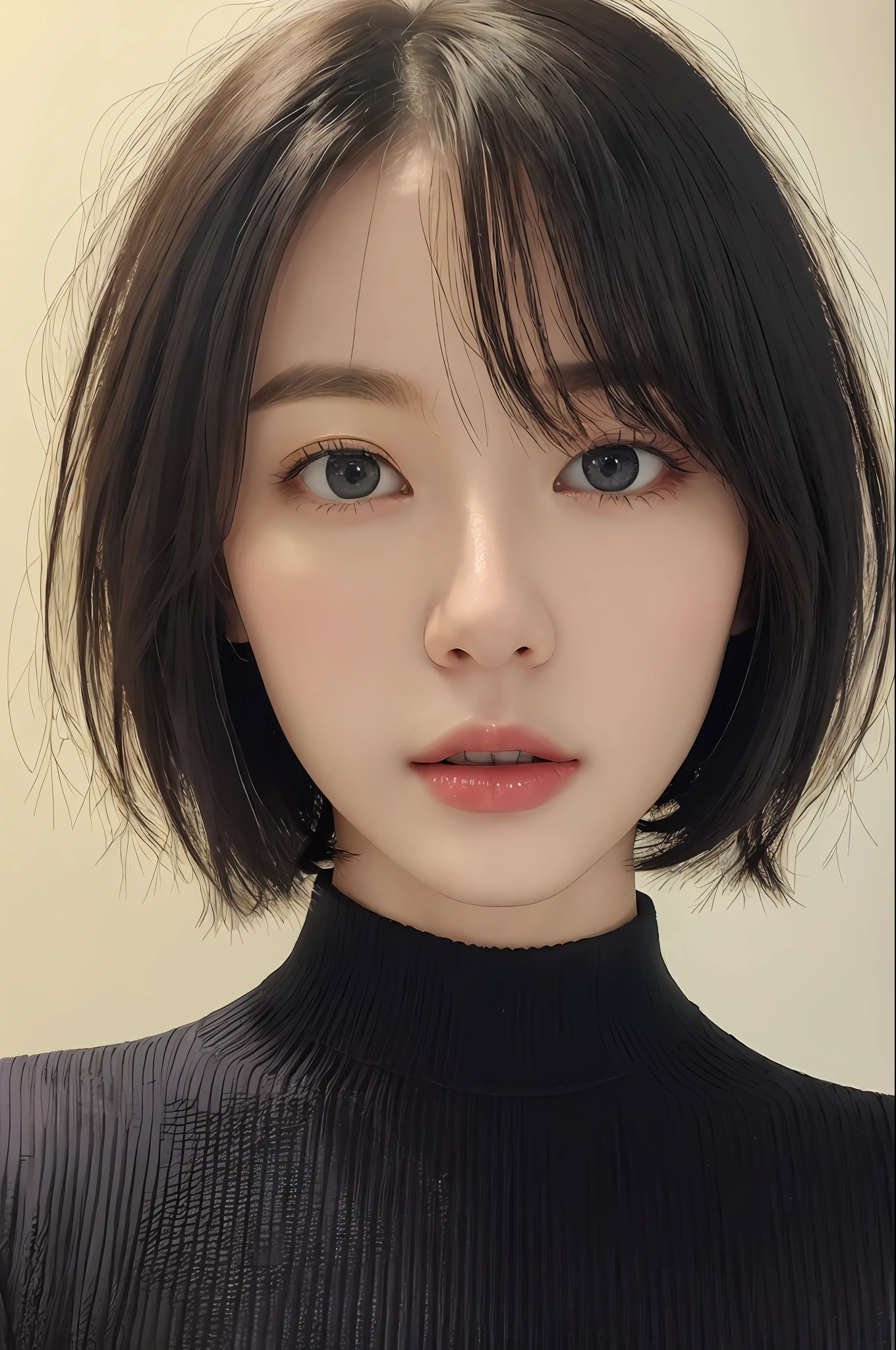 (masterpiece:1.3), (8k, photorealistic, RAW photo, best quality: 1.4), (1girl), beautiful face, (realistic face), (black hair, short hair:1.3), beautiful hairstyle, realistic eyes, beautiful detailed eyes, (realistic skin), beautiful skin, (sweater), absurdres, attractive, ultra high res, ultra realistic, highly detailed, golden ratio