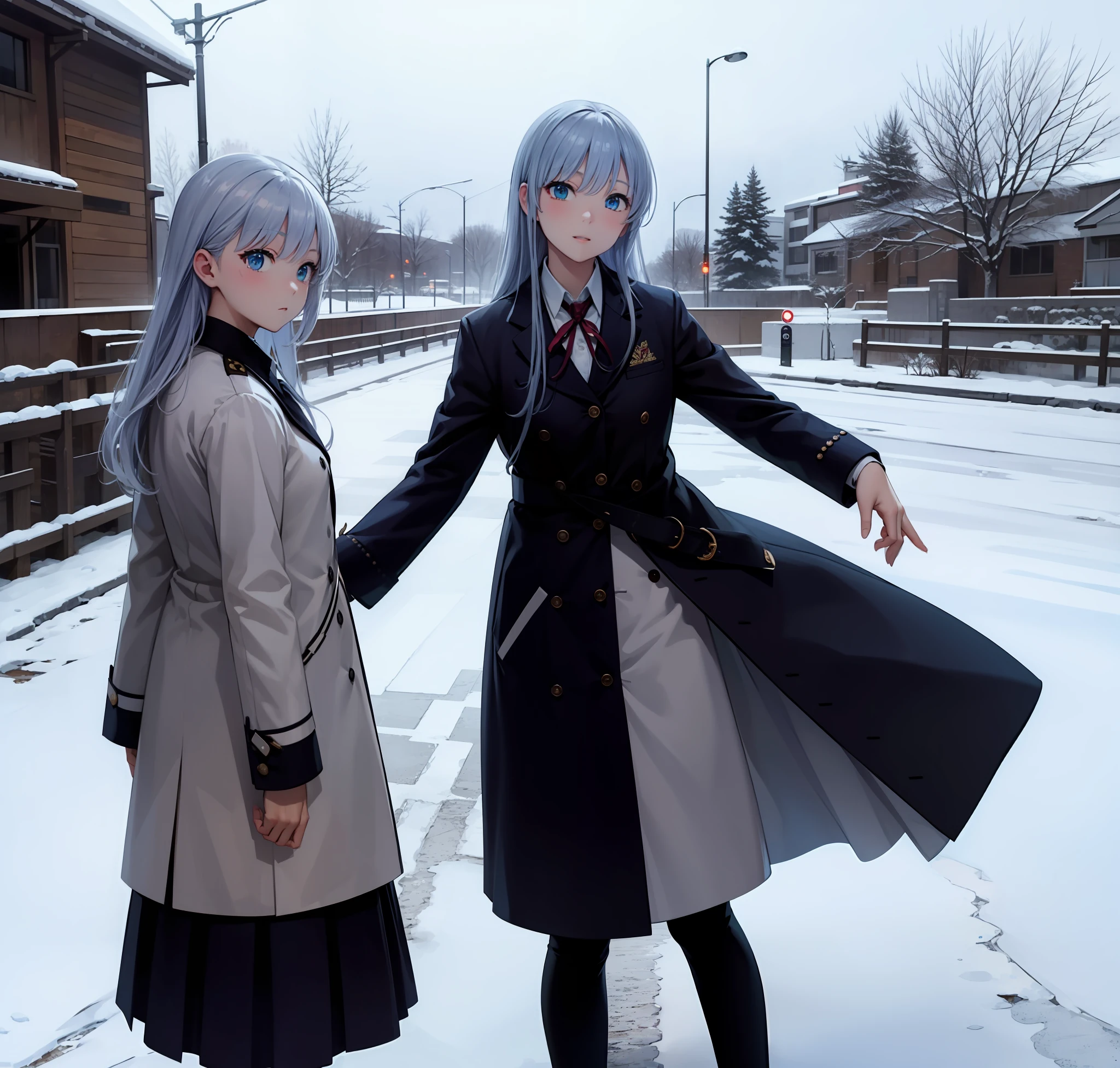 winter,Icy snow,Beautiful highschool girl