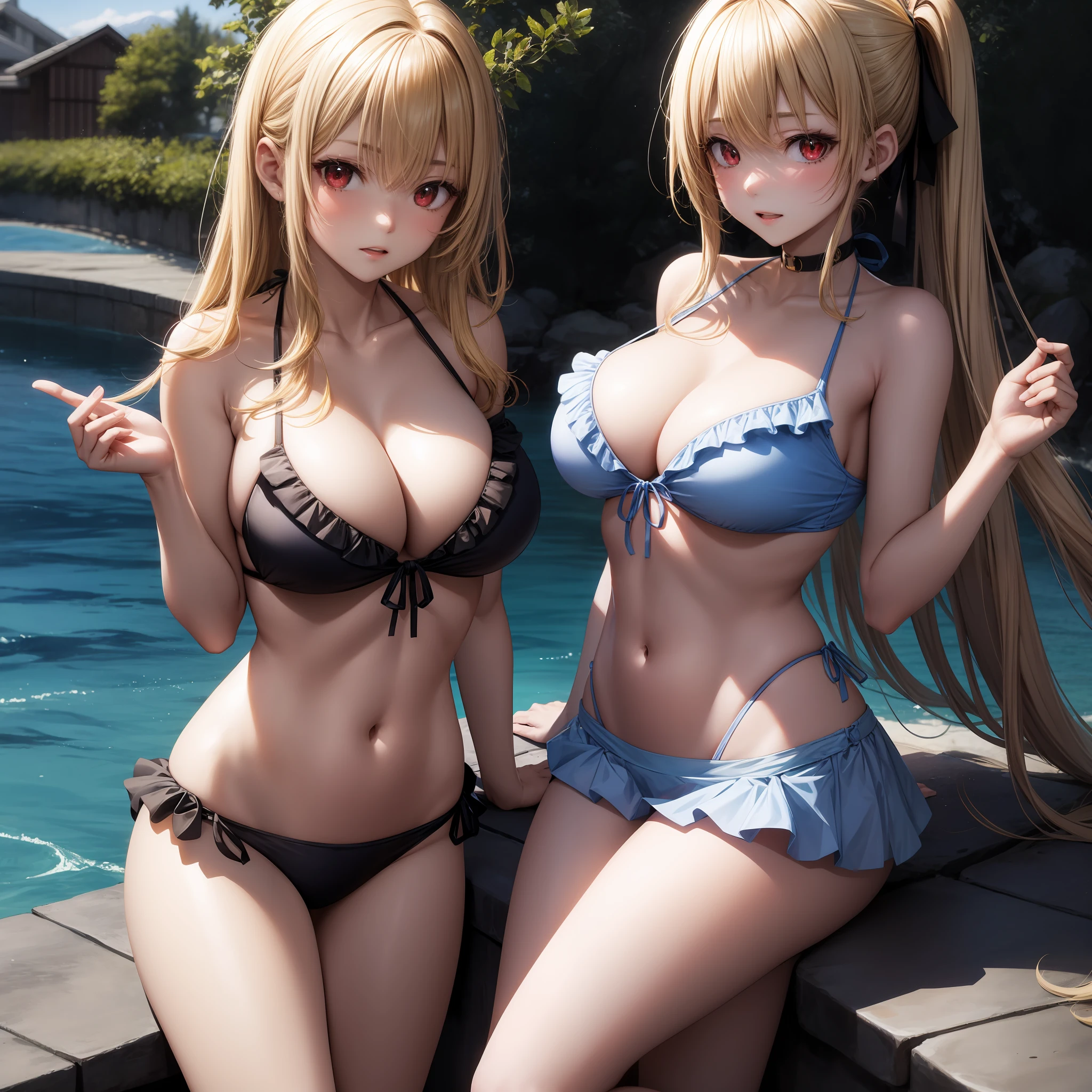 アニメ、Blonde girl with red eyes、One person、Bikini with ruffles