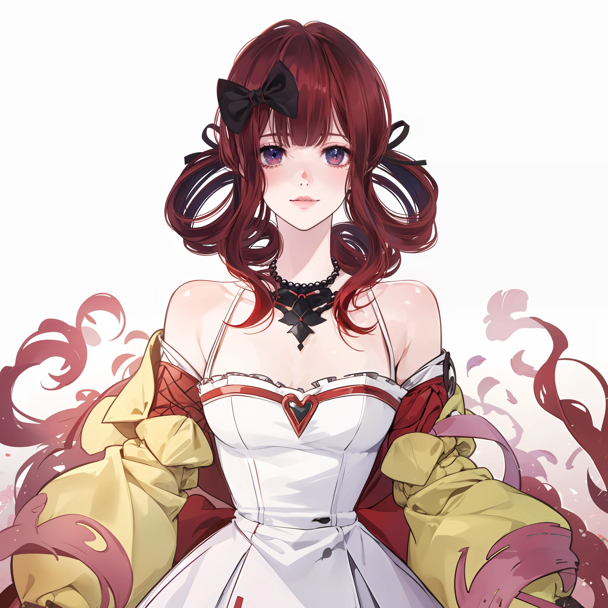 anime girl with red hair and black bow wearing a black dress, made with anime painter studio, anime style. 8k, sayori, anime stylized, stylized anime, anime style portrait, anime moe artstyle, painted in anime painter studio, render of april, anime artstyle, kawaii realistic portrait, loli, high quality anime artstyle, beautiful dress