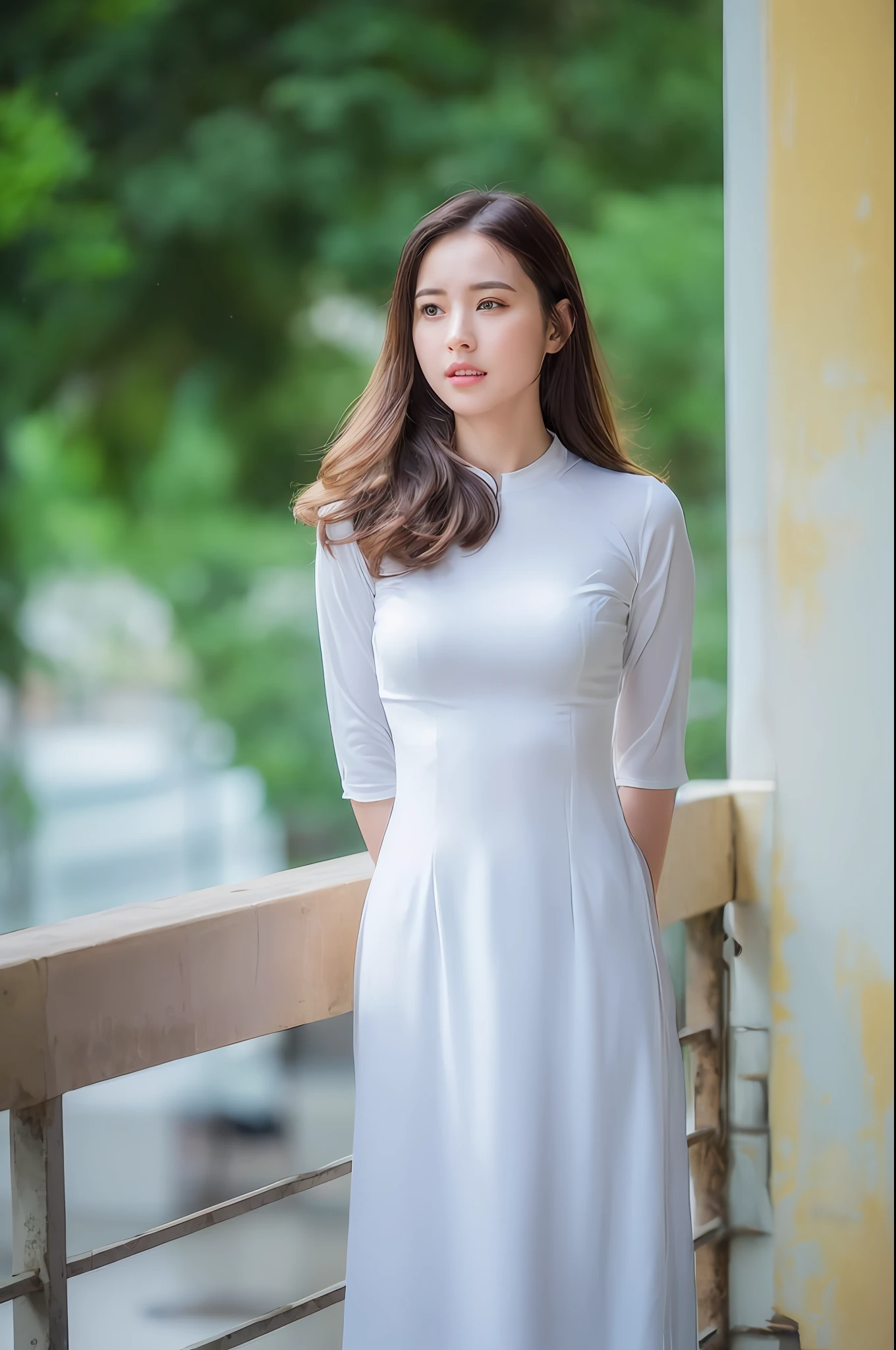 ((Realistic lighting, Best quality, 8K, Masterpiece: 1.3)), Clear focus: 1.2, 1girl, Perfect Figure: 1.4, Slim Abs: 1.1, ((Dark brown hair)), (White crop top: 1.4), (Outdoor, Night: 1.1), City streets, Super fine face, Fine eyes, Double eyelids,