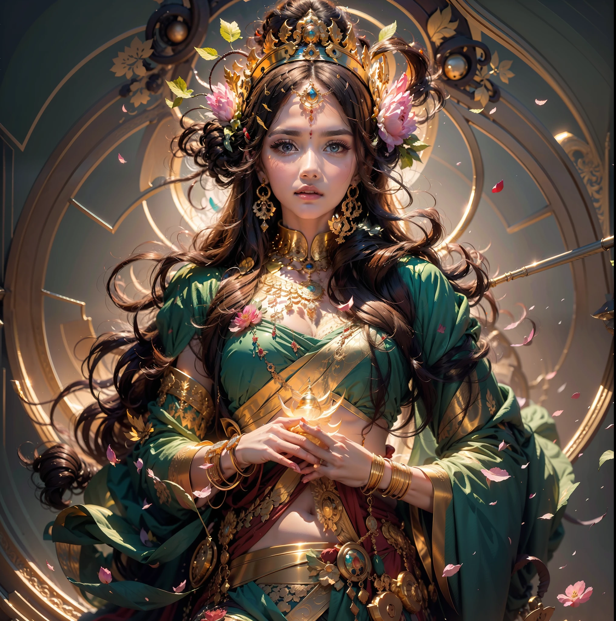 master-piece，beautifulwomen，Ruddy and radiant skin，Beautiful illustration in gorgeous colors，The shade is clear，Brilliant gold decoration，ultra-highresolution，