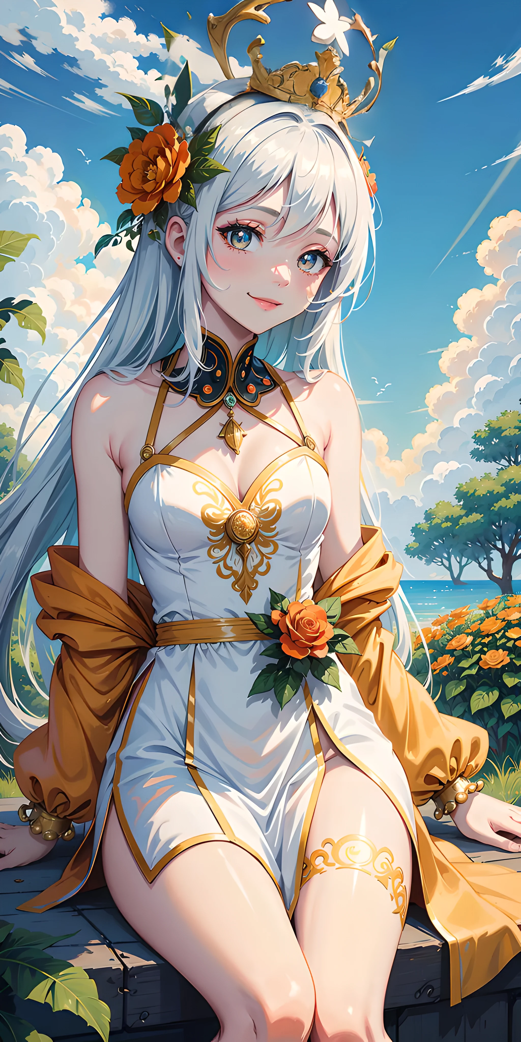 A blue sky,head crown,