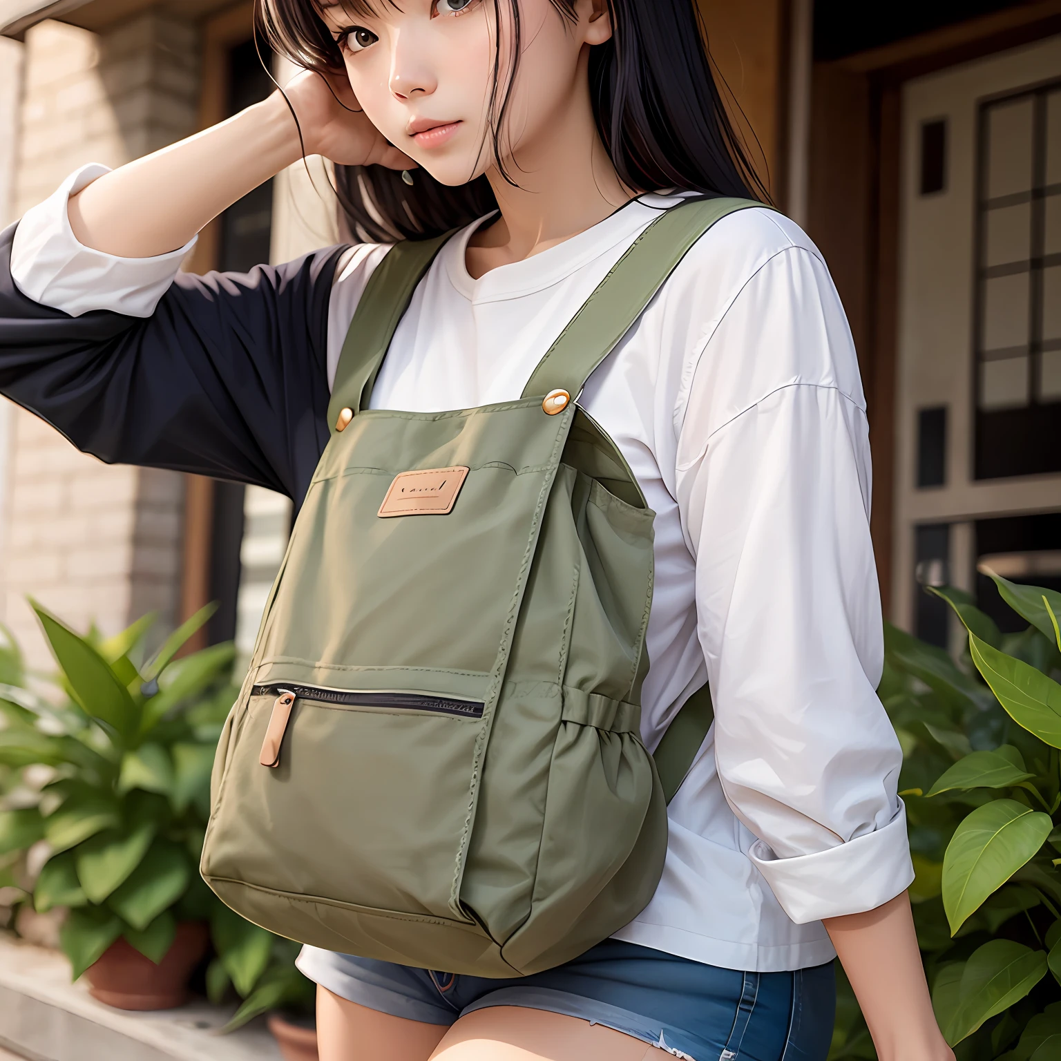 Tea green canvas bag --auto