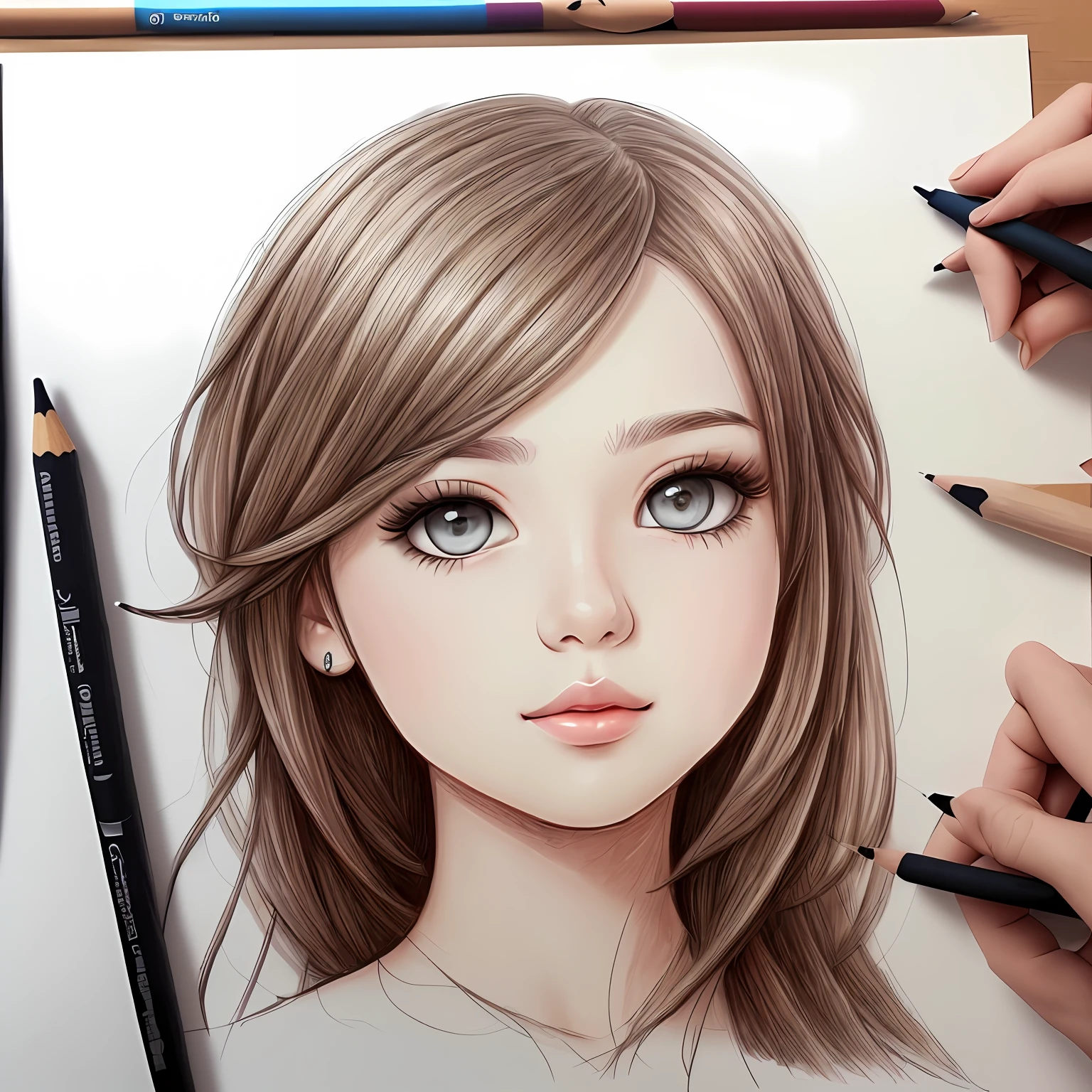 Cute girl realistic drawing --auto