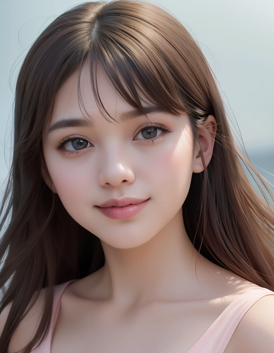 arafed asian woman with long brown hair and pink top, beautiful japanese girls face, cute natural anime face, young adorable korean face, detailed face of a asian girl, soft portrait shot 8 k, beautiful young face, asian beautiful face, girl cute-fine-face, extremely beautiful face, beautiful delicate face, beautiful aesthetic face, korean face features