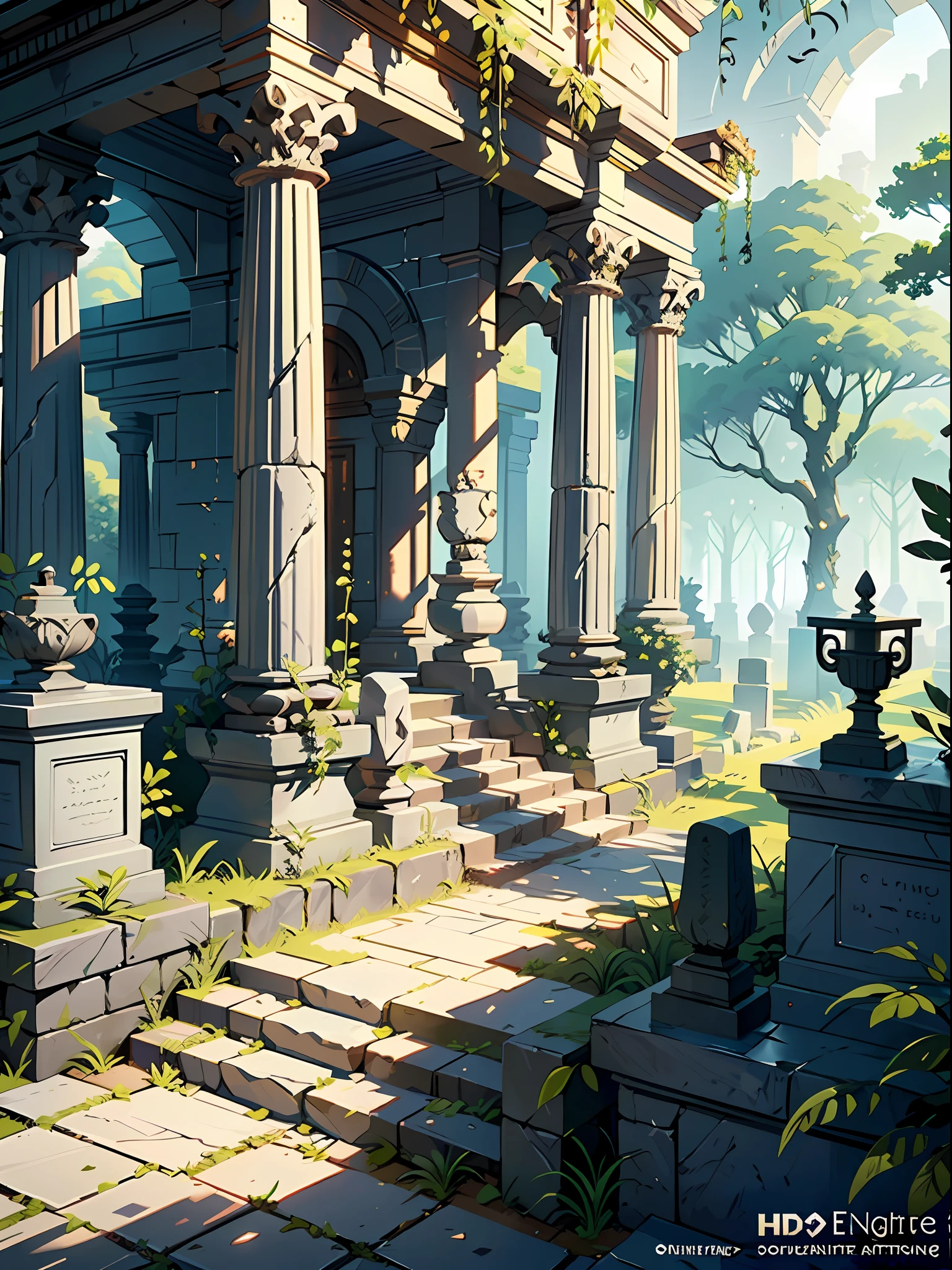 ((masterpiece)) picture of a fantasy grave guardian ,grave guard((skeleton )) sitting on((stone Thorne)) , under the beautiful ( fantasy) nature the throne is , ((detail forest)) ((small details)), (Bioluminescence runes skeleton),focus on grave throne stone, ivy plant surrounding the throne, inspired by senior environment artist, ((ancient grave guardian)), , (intricate details), ((ultra-hd))unreal engine (fantasy art),(( unreal engine)) render concept art, ornate one ancient tample ruins, ((glowing nature)), picture capture with each every (((small details))), ((highly detailed))