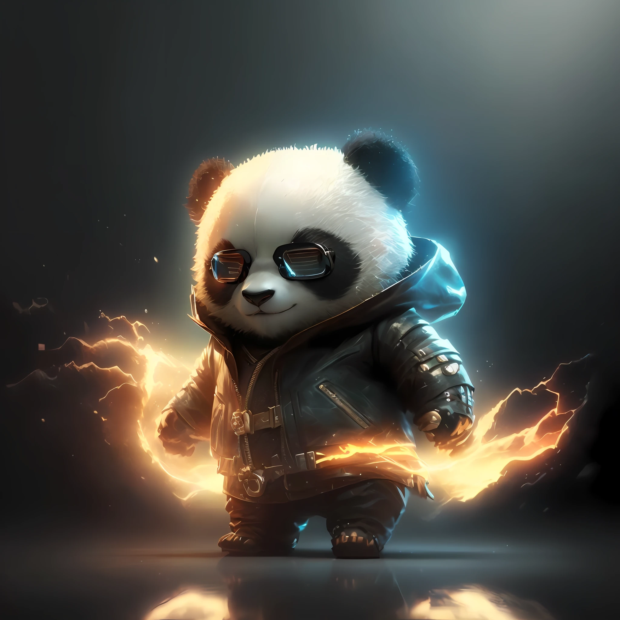 a close up of a panda bear wearing a leather jacket and sunglasses, wojtek fus, adorable digital painting, epic digital art illustration, cute 3 d render, cute detailed digital art, 3d render digital art, adorable digital art, 3 d epic illustrations, Wallpaper 4k, wallpaper 4 k, Cute panda, high quality digital concept art