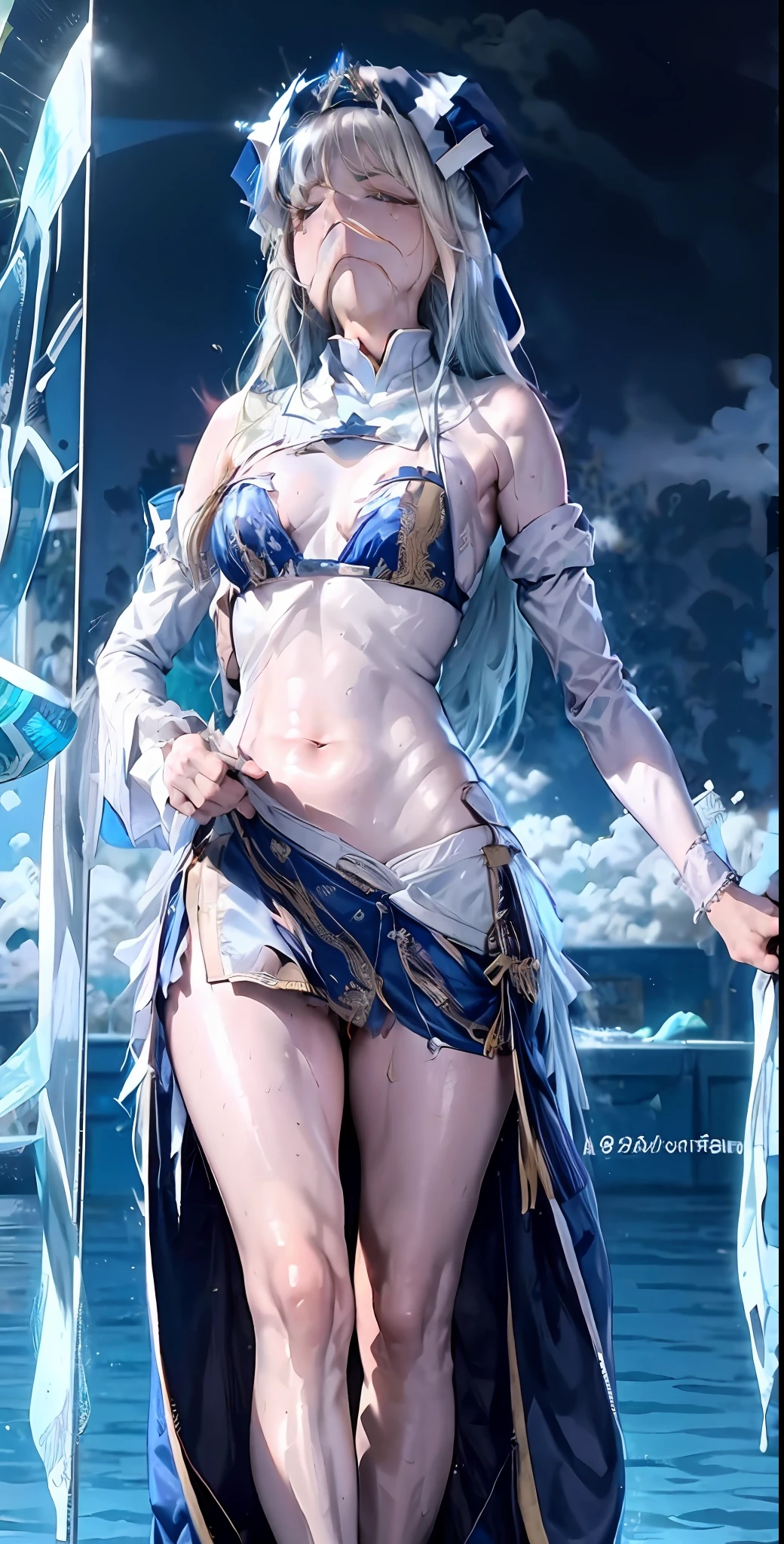 (full figure:1.1), moaning in pain, feeling pain, tearing, sore, crying, bust botox, sleeping beauty on back, wet skin and hair, hard breasts, blonde hair, (White shirt, naked lower body, torn, mid-chest torn shirt, no underwear, shirt covers Live ass), (make her priestess:1.5), perfect body, open (perfect body, small ke), fashion realistic, high-definition sysie details, photography , sharpness, unique 850 4, koda850 k portrait camera, f1.6 lens, rich colors, super realistic texture, spectacular light texture, surreal art, Cinestil 800 fashion mechanism, scared to tears, full of tears, obey the pain, moan in pain, grimace in pain, ahegao, head back, big boobs