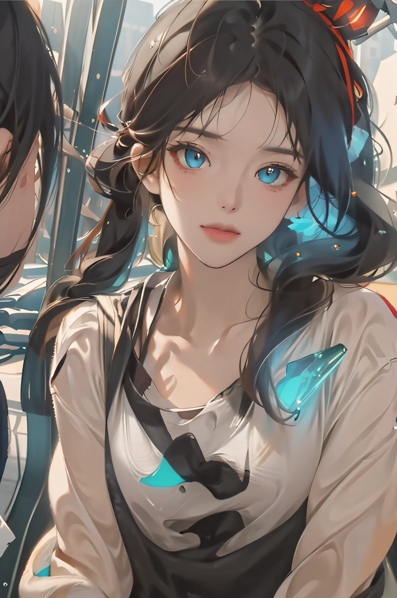 (((masterpiece))), (((best quality))), ((ultra-detailed)), (hyperrealistic), (highly detailed CG illustration), ((an extremely delicate and beautiful)),cinematic light, Create a stunning anime artwork that is currently trending on ArtStation, showcasing exquisite beauty and captivating aesthetics. The art piece should be highly detailed, featuring a compelling character and a visually appealing environment. The character in the artwork is a graceful and enchanting figure, radiating an aura of elegance. Pay close attention to intricate facial features, such as mesmerizing eyes with vibrant colors and delicate shading. The character's clothing should be designed with elaborate patterns, flowing fabrics, and rich textures, reflecting a blend of fantasy and contemporary fashion. Place the character in a captivating environment that enhances the overall appeal of the artwork. It could be a breathtaking natural landscape, a bustling futuristic cityscape, or a mystical realm filled with magical elements. Incorporate vibrant colors, dynamic lighting, and detailed background elements to create a sense of depth and immersion. Consider the latest trends in anime art, such as incorporating unique lighting effects, exploring creative composition techniques, or experimenting with unconventional color palettes. Take inspiration from the top artists on ArtStation and their exceptional execution of various art styles and themes. Camera: Choose an angle that highlights the character's beauty and the immersive environment. Lighting: Utilize atmospheric lighting techniques to create depth and mood. Resolution: Aim for a high-resolution artwork to showcase intricate details and clarity. Art Inspirations: Seek inspiration from the trending artists on ArtStation, exploring different styles, genres, and themes.