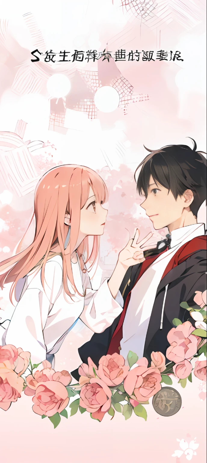 Anime - Pictures of men and women in regular clothes,shoujo romance,Cartoons,Shoujo Mangacore,inspired by Eizan Kikukawa,sankakucomplex anime image,Shoujo Mangacore,Yu Jicheng illustrated anime,today's featured anime still,slice of life anime,in style of kyoto animation,Perfect face,Girls with brown eyes,Pink gradient hair,slong hair,Boy with green eyes。