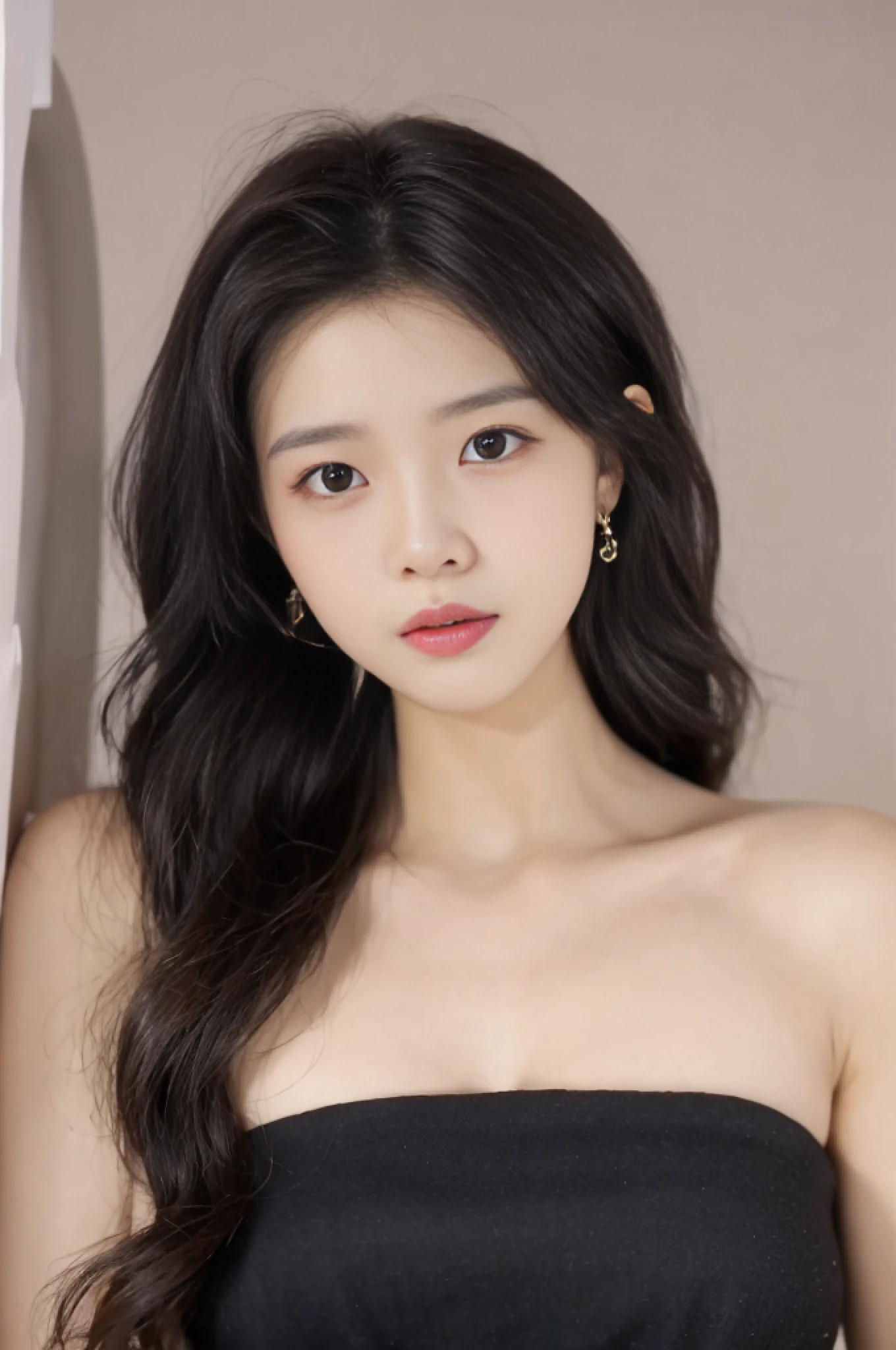 best qulity，Super realistic，Arakfi Asian woman，Long black hair，wearing a black dress, lee ji-eun, lee ji-eun, heonhwa choe, portrait jisoo blackpink, gorgeous korean young woman, jaeyeon nam, Beautiful young Korean woman, female actress from korea, portrait of female korean idol, Beautiful Korean Woman, iu lee ji-eun as a super villain