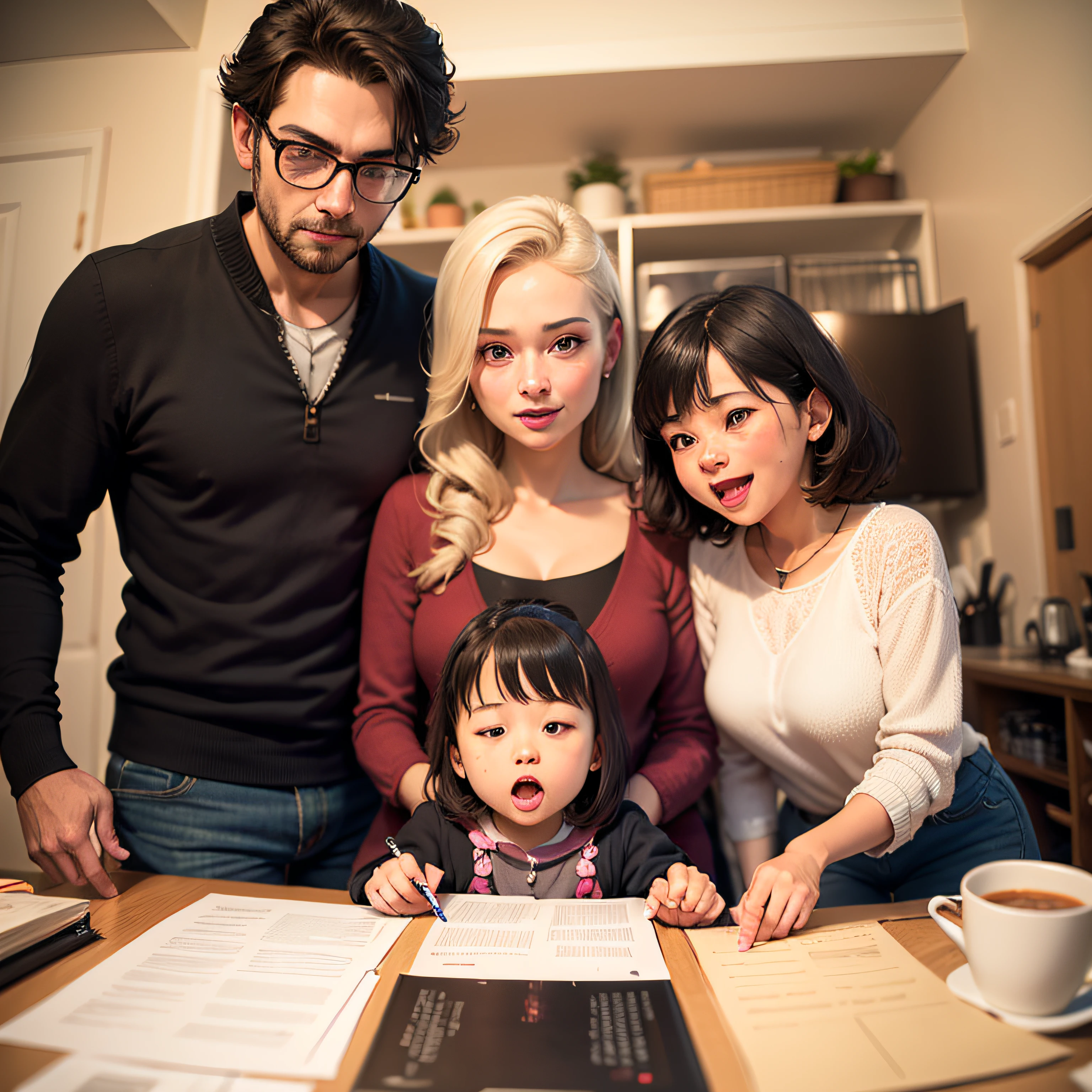 There are four people in my family, including myself, my wife, and two lively and lovely daughters --auto