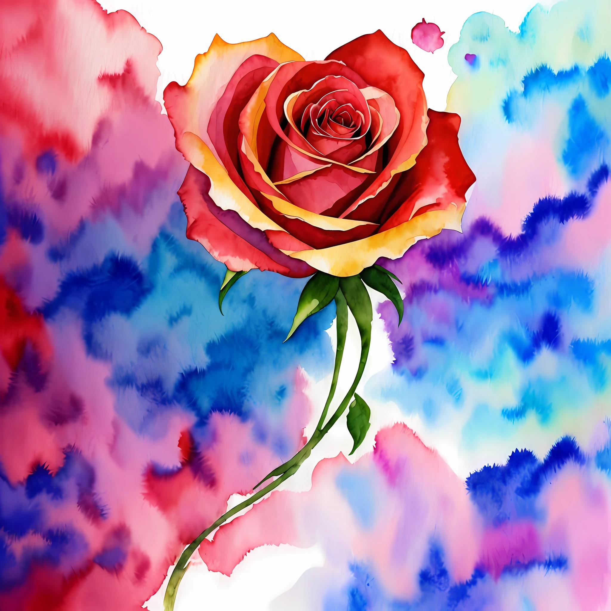 wtrcolor style, (rose) digital art, official art, blown by the wind, masterpiece, beautiful, ((watercolor)), paint splatter, intricate detail. Great detail, [dripping:0.7], Trending on Artstation, Rachel Walker --auto