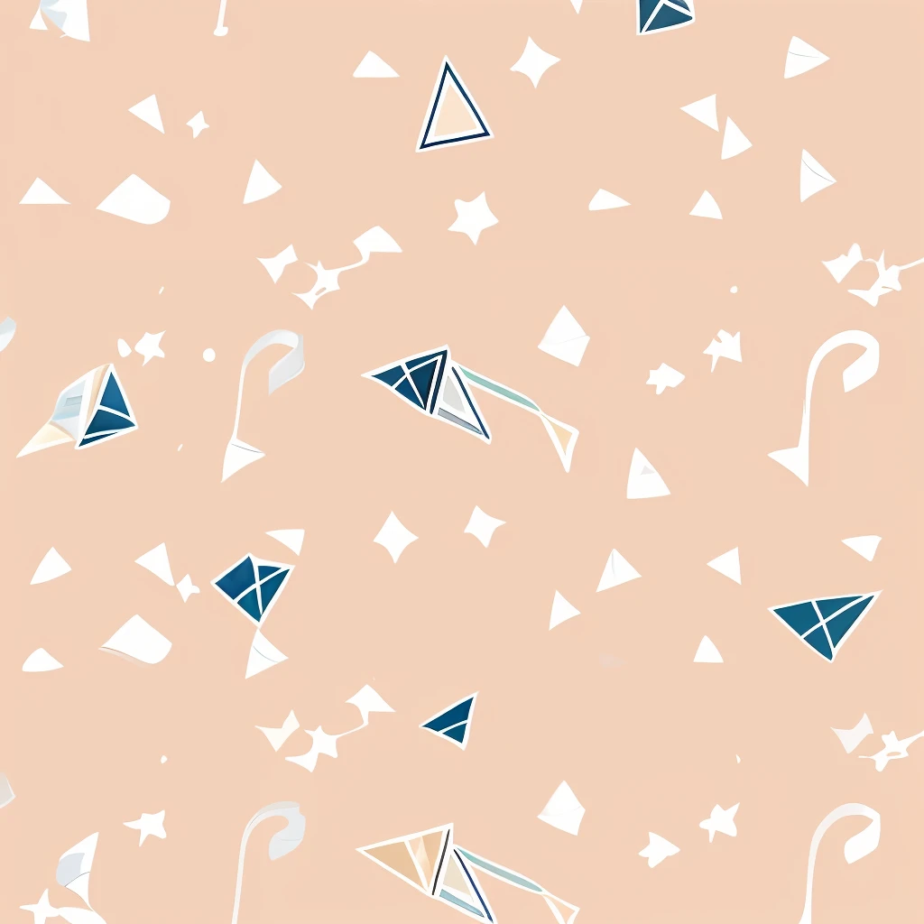 a close up of a pattern of triangles and stars on a beige background, indigo occult pattern, iconography background, inspired by Katsushika Ōi, triangles in background, trees and stars background, delicate patterned, wallpaper design, setting is bliss wallpaper, handcrafted paper background, tileable, paper texture 1 9 5 6, repeating fabric pattern, in a shapes background,Repeating pattern,stick figure