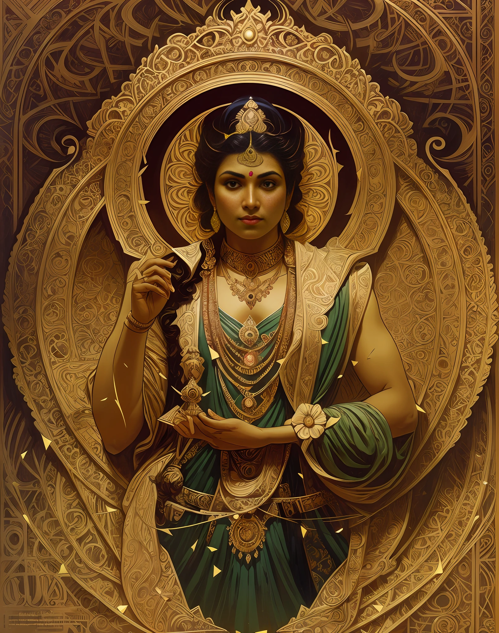 Portrait of a beautiful Hindu god Vinayak Ghanapati Garnesh Art Nouveau fantasy figure, Ultra-realistic colors, Intricate details, Perfect body structure,Skin is rosy and smooth,the fifth element artifacts, Peter Mohrbacher(Peter Mohrbacher)higly detailed, wayne barlowe, by Boris Vallejo, aaron horkey, gaston bussiere, craig mullins alphonse mucha, arty nouveau curves and spirals,