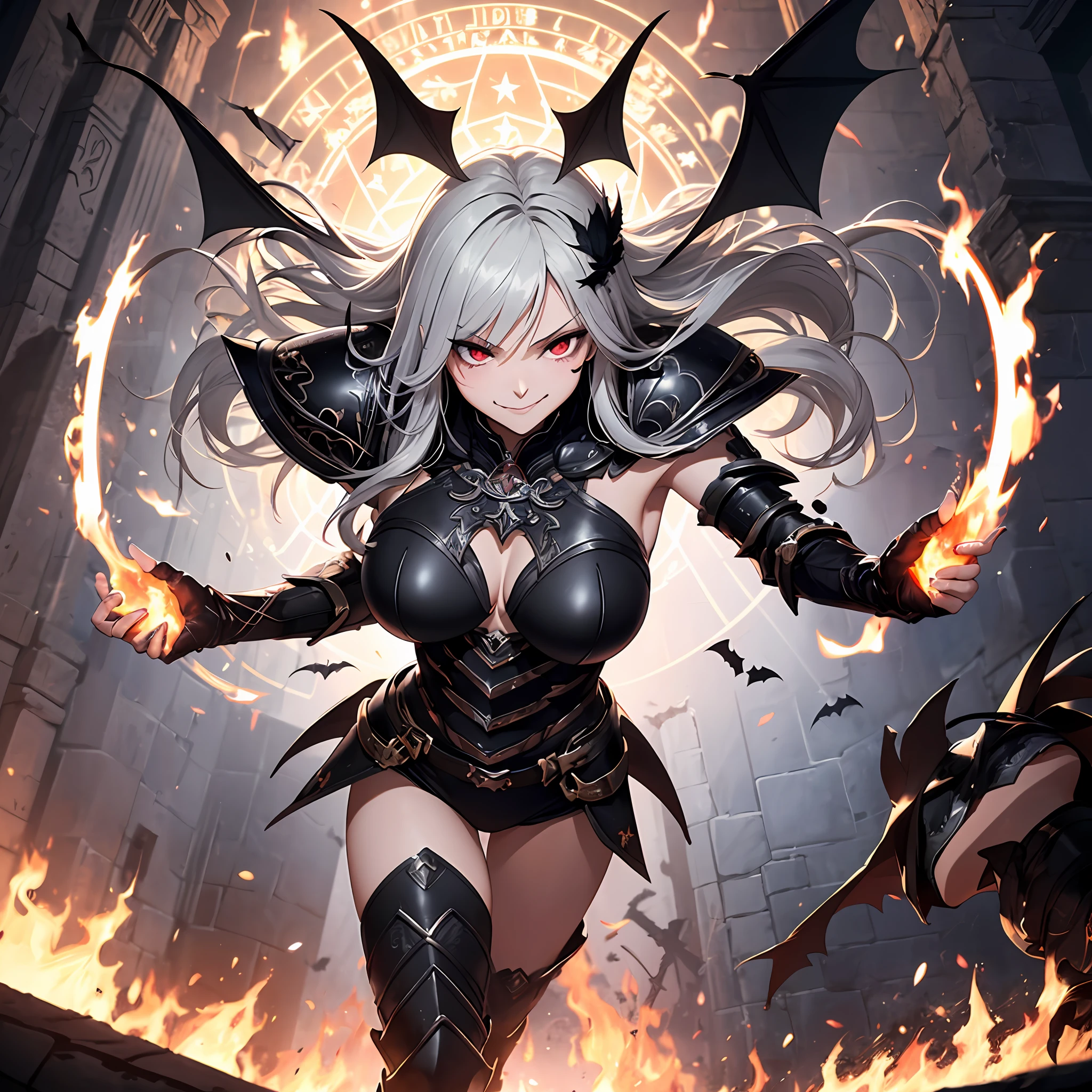 (Flames are coming out of the hands)、