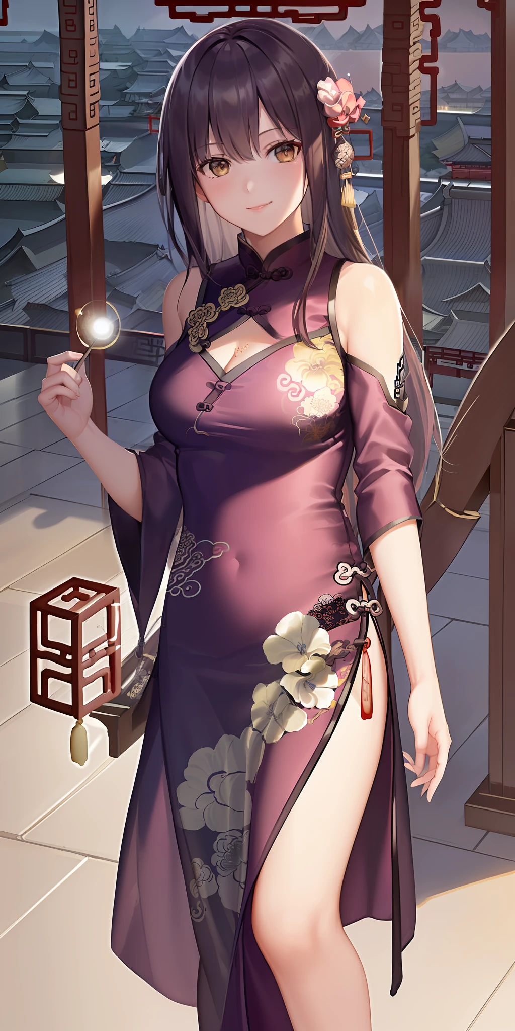 ((a 1 girl)), (NSFW:1.2), Ancient Chinese Women、beaut、Heroic、drink、Wearing a sword、Han Feng、classical、noble、Gorgeous clothes、Gorgeous color matching、Gorgeous patterns、aristocrat、decorations、Romantic colors、Classical poetry、(ancient Chinese architecture:1.8)、(Chinese style:1.8)、(moonlit:1.6)、(Look up and squint)、(Classical Chinese style:1.6)、Expose your shoulders, Hand-held clothing, (Highly detailed CG unity 8K wallpapers), (masterwork), (best qualiy), (Ultra-detail), (the best illustration), (Best Shadows), lens flares, (Depth-of-field), ultra-highresolution, (Eye details), attractive smile, ((transparent night dress))