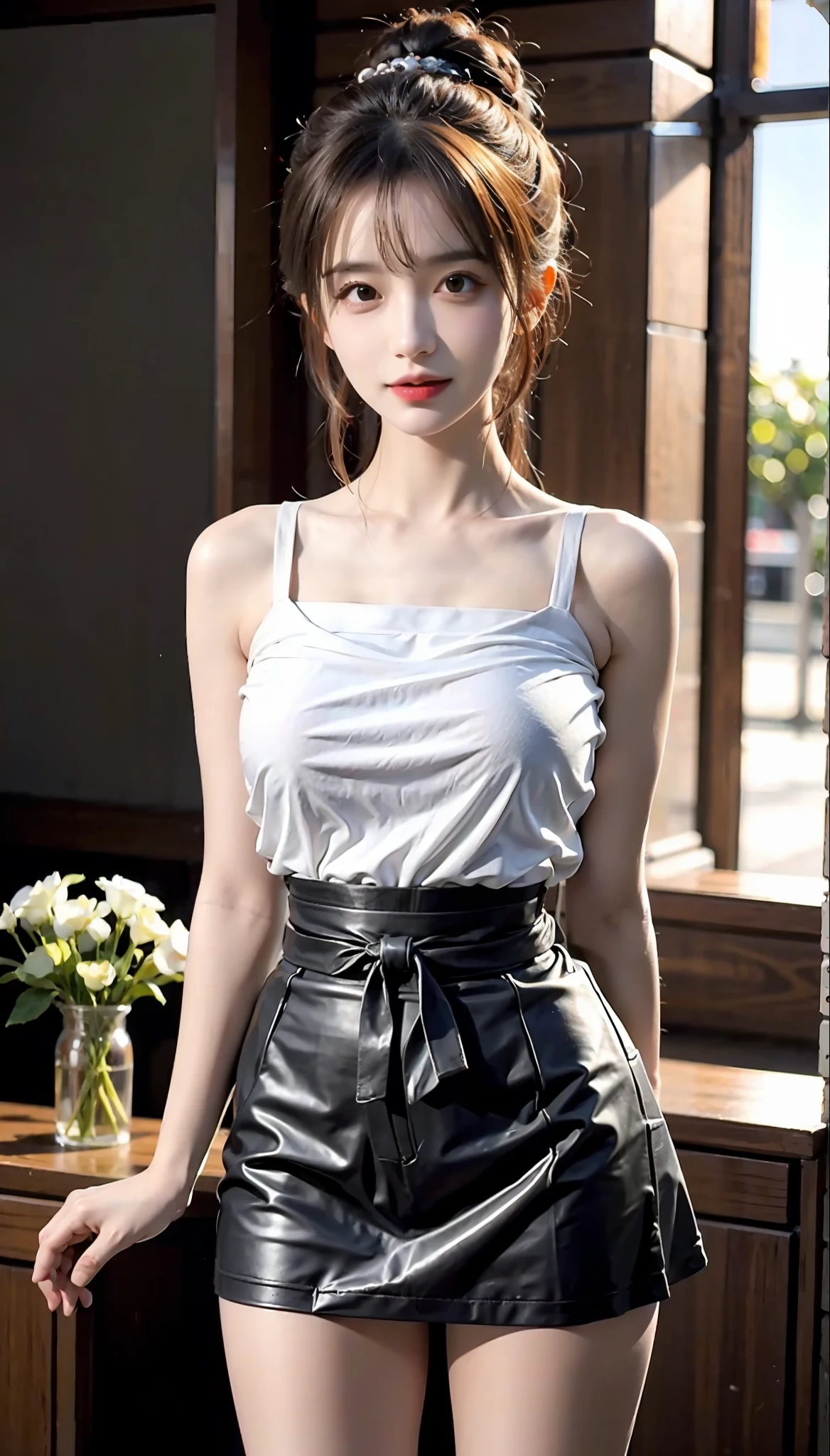 The Masterpiece,best qulity,(lifelike,photo-realistic:1.37),8k,an extremely delicate and beautiful,astonishing,finelydetail,officlal art,absurdities,Incredibly ridiculous,hugefilesize,hyper detailed,Extremely-Detailed,beautifuldetailedgirl,1girls,(Perfect female body),short miko skirt,