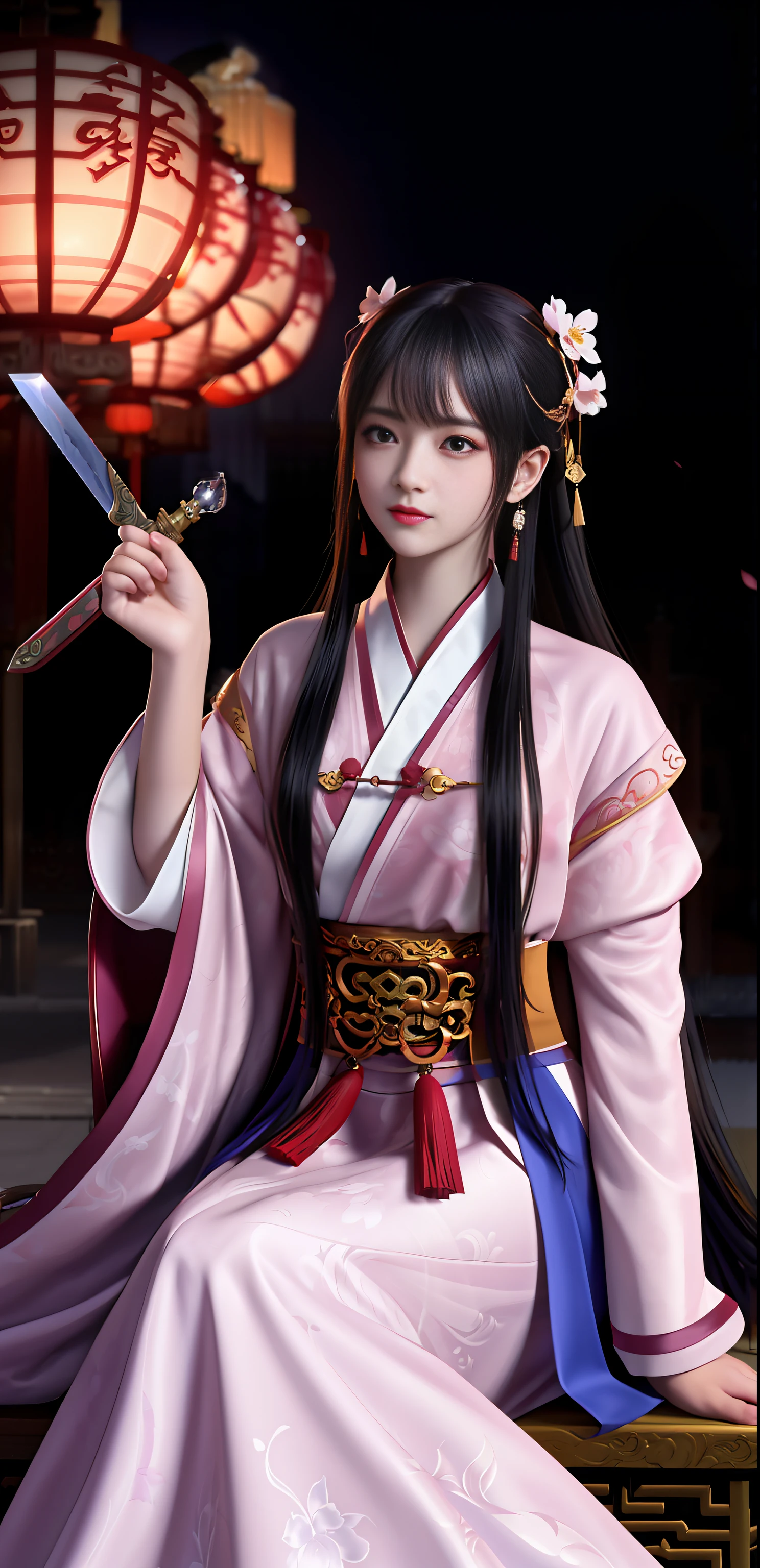 (Drunken with Lights and Swords: 1.8), (En plein air: 1.8), (Bust Close-up: 2.9), (独奏: 3.8), 1 ancient Chinese female warrior Exquisite face, watery big eyes, looking ahead, beautiful, Heroic, holding a jade bowl, crystal clear bowl, Drinking, wearing a sword, Drunk, confused expression, Hanfu, classical, Medium chest, noble, up head, holding with one hand, Drunk, Sexy, Jade, Earrings, pendants, gorgeous clothing, gorgeous color matching, gorgeous patterns, aristocratic, patterns, decorations, trinkets, Hairpins, buns, holding Ancient Wine Pot, romanticism lain, Romantic Colors, Classical Poetry, Dream Scenes (Golden Gove and Iron Horse), Drunken, Lying on One's Side, backgrounds (night, moonlight, Many Red Lanterns, Dim lights, Ancient Chinese architecture, Plum Blossoms), (Ancient Chinese architecture: 1.8), (Chinese style: 1.8), (Plum Blossom Scattering: 1.8), (A Branch Full of Plum Blossoms Appears from One Corner of the Picture: 1.8), (Close Up Above Thigh: 1.8), (close up: 2.8), (Many Red Lanterns: 1.8), (Sword: 1.8), (Ancient Chinese Wine Pot on the Ground: 2.8), (Sword on the Ground: 2.8), (moonlight: 1.6), (Holding Head with One Hand), (Sitting on a Wild Stone: 2.6), (Looking up and squinting), (strong wind: 1.6), (Chinese classical style: 1.6), Drunken, (Crystal Clear Jade Bowl: 1.6), (Drunken: 1.8), Liquor Sprinkled, (Plum Blossoms: 1.6), (night: 2.7), (Master Light: 1,9), (Master Color: 1.9), (Master Composition: 1.9),
(Masterpiece), best, 8k壁紙, illutstration, high-definition image quality, full of storytelling, complex backgrounds,Exquisite details, rich visual effects, Bright colors, layered highlights, shadows and details, as well as cinematic quality, exquisite and complex, Master work, official works, master lighting, movie composition, Movie lighting, Master Composition, master color scheme, 16k, superclear, wall paper,