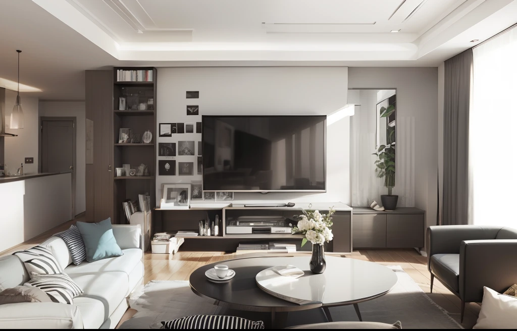 Modern black and white gray style living room --auto