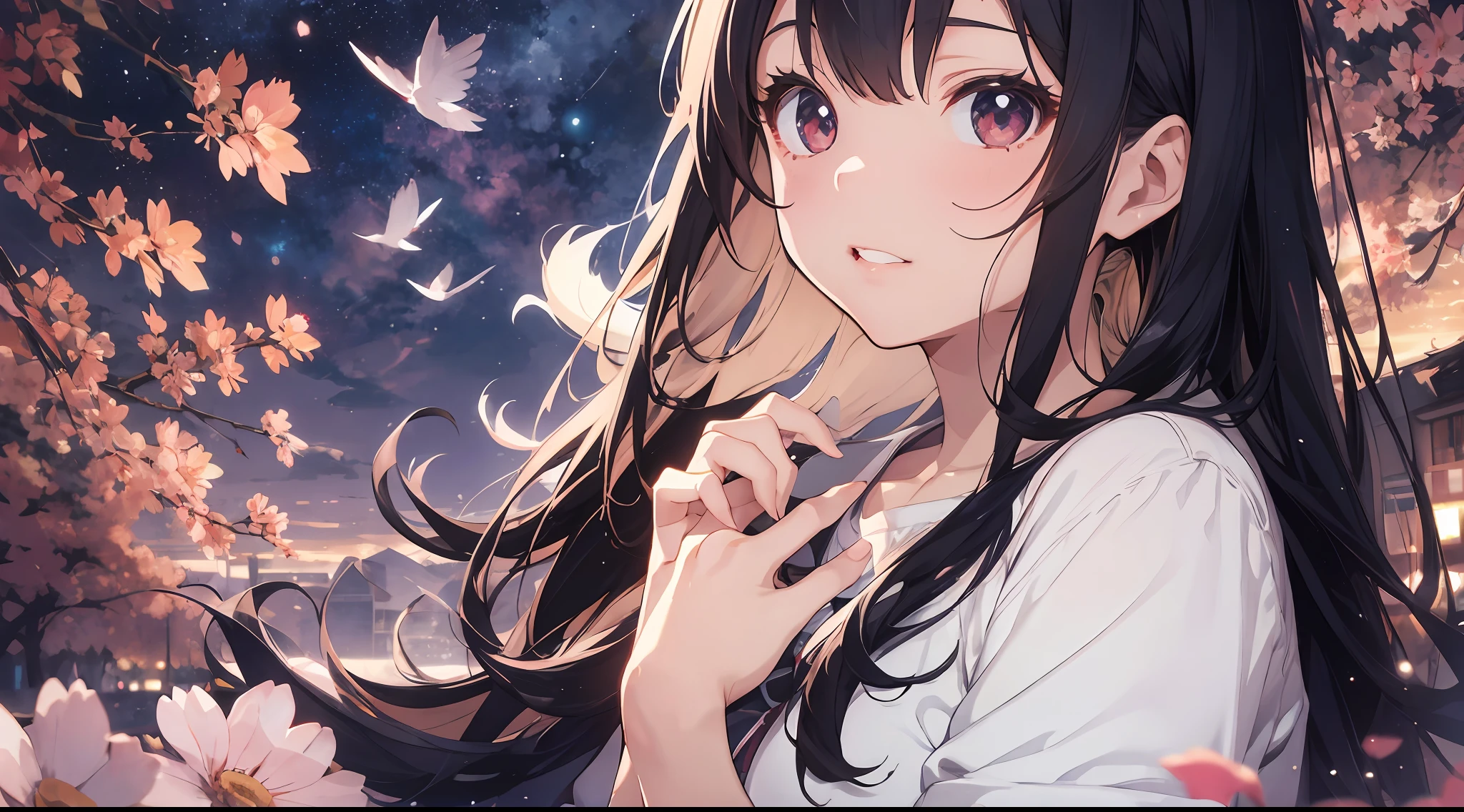 beste Quality、1girl、sora、Land of Angels、colorful strands of hair、cuddly 、the anime、Sheer white skin、Asian Girls、total body、、14 years old、Shines、Quiet ontrast、Tempting、sensual、A that glows horizontally above head