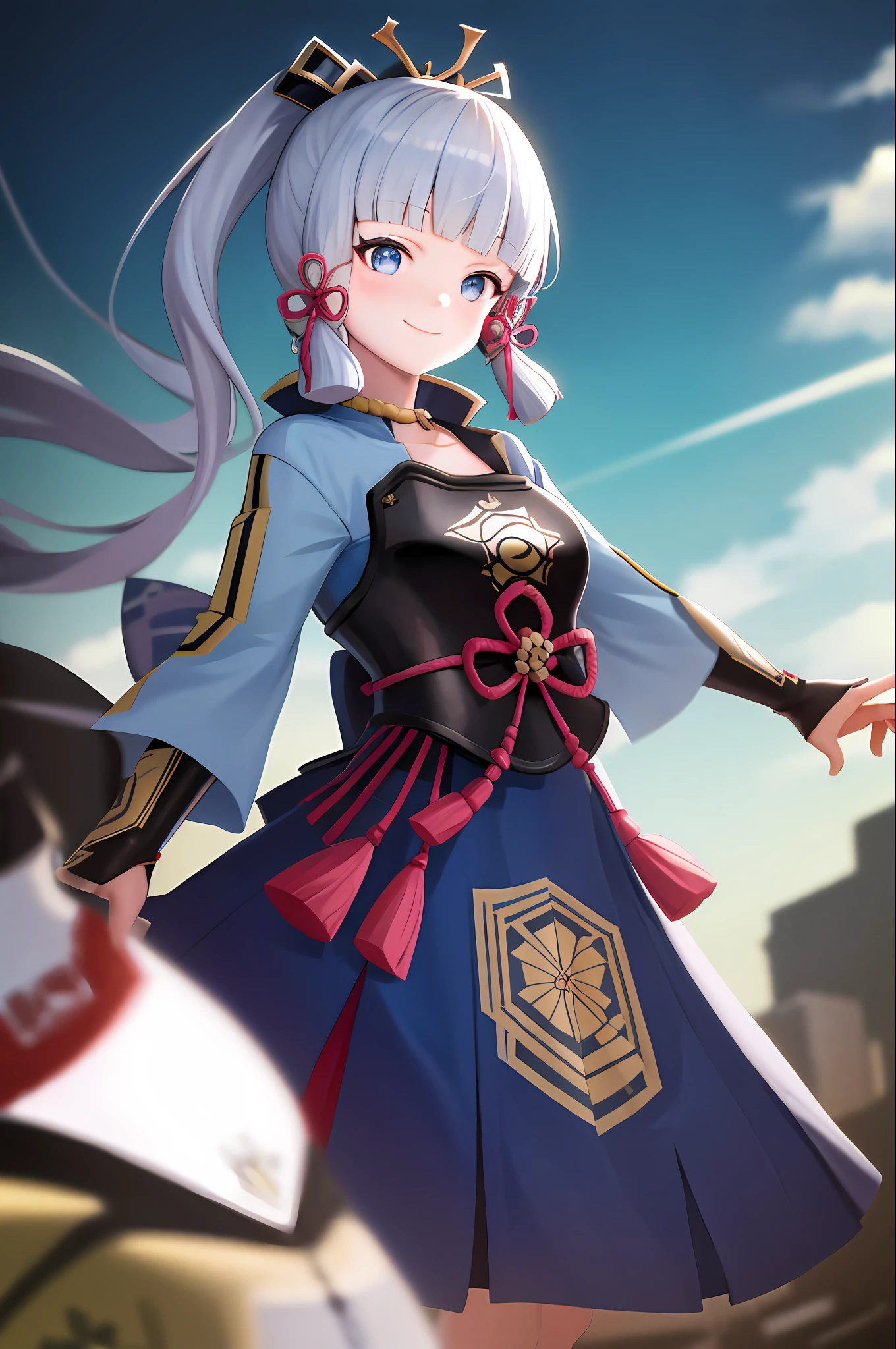 masterpiece, highres, best quality, 1girl solo, kamisato_ayaka, smile, kimono