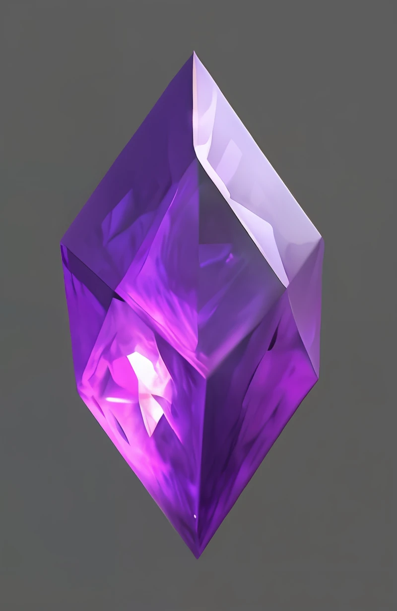 Close-up of a purple crystal cube,There is a lamp inside, purple glowing core in armor, dazzling gem in the hilt, amethyst, very realistic gemstones, 3 d ray traced crystals and gems, ashes crystal, heavy jpeg artifact blurry, selling a gem, crystal material, rendered art, herrarthstone, Gemstone, scutoid, heartstone original art style