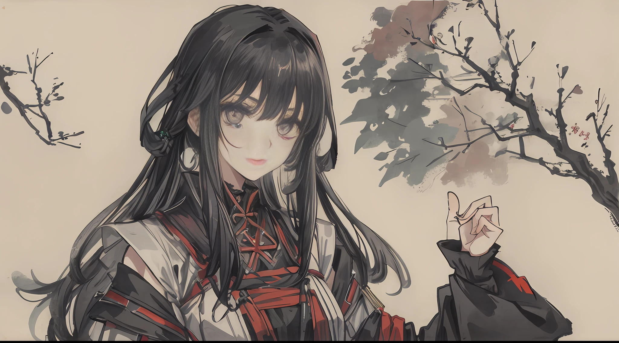 cyberpunk woman wearnng ancient pagan slavic rus clothes mixed with nu-goth aesthetic. portrait, detailed face