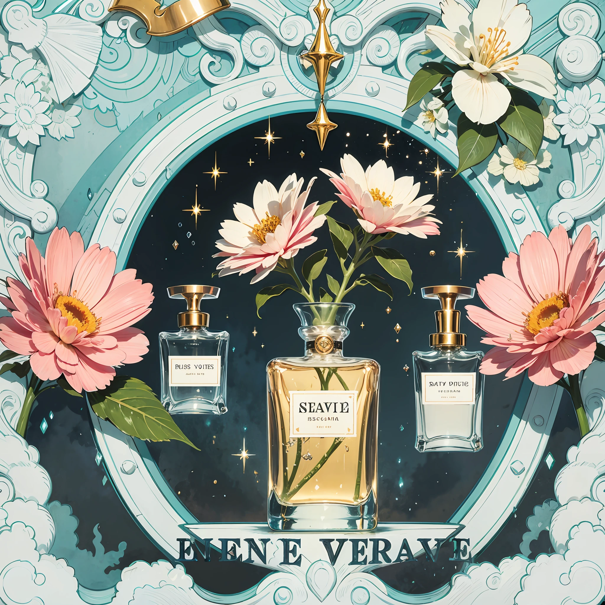 perfume bottle、bottle、Floral ornament、keyhole、 --auto