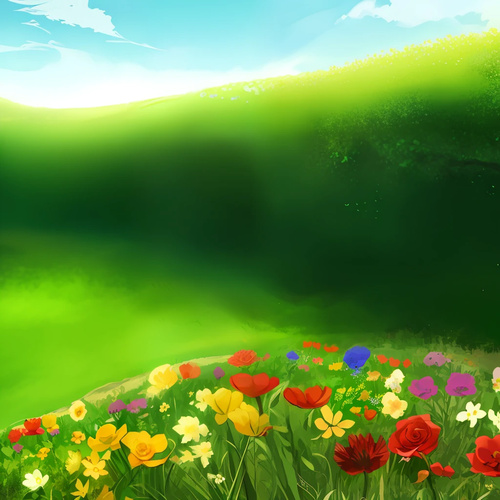 scenecy，There are flowers，There is grass