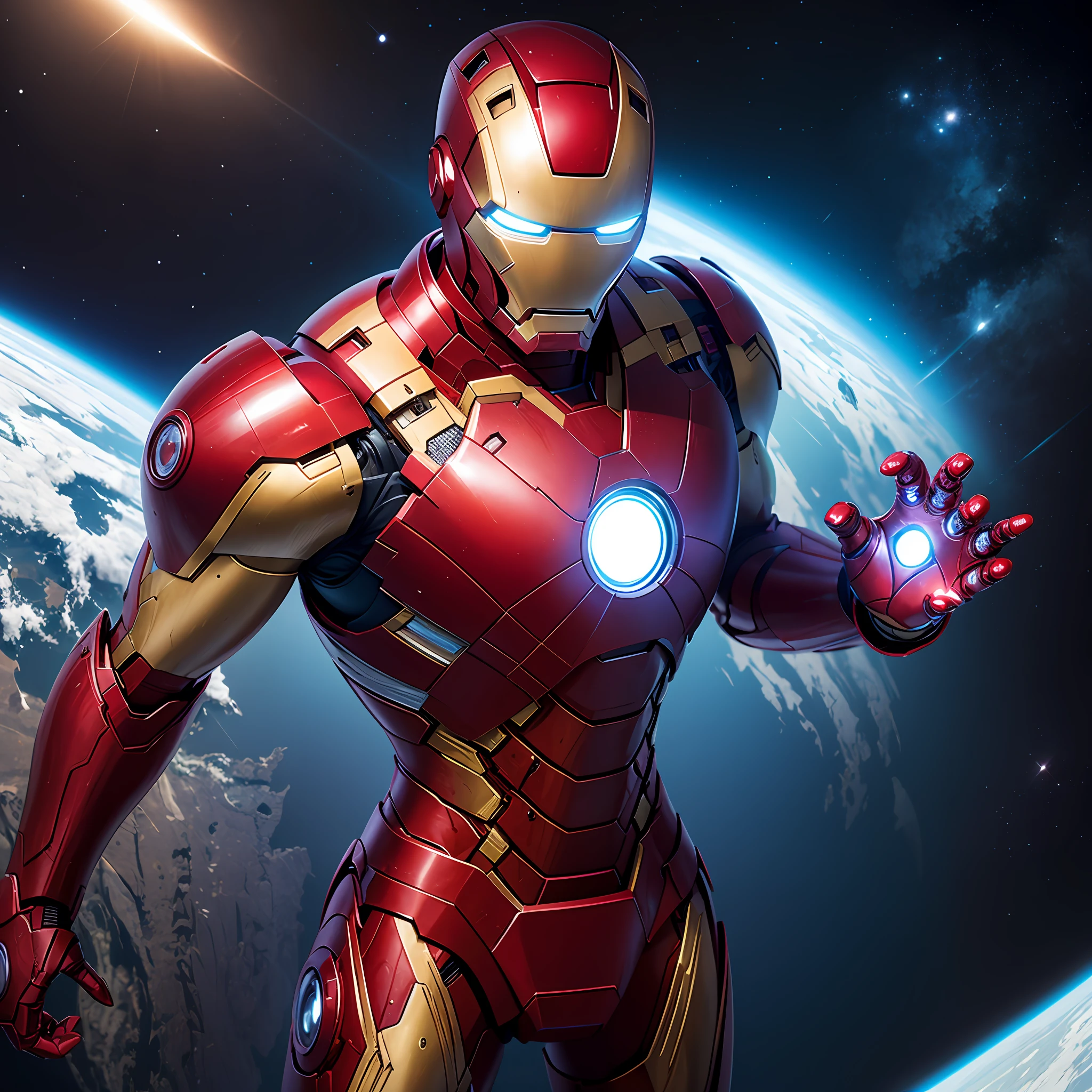 Create images of the iron man in space